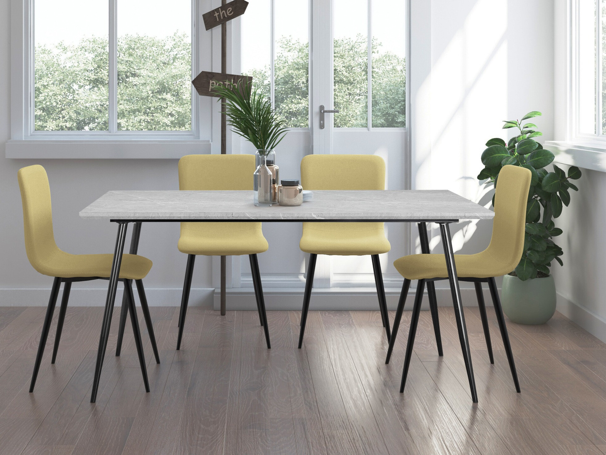 Stalas Denton 762 (Pilkas marmuras + Juoda)