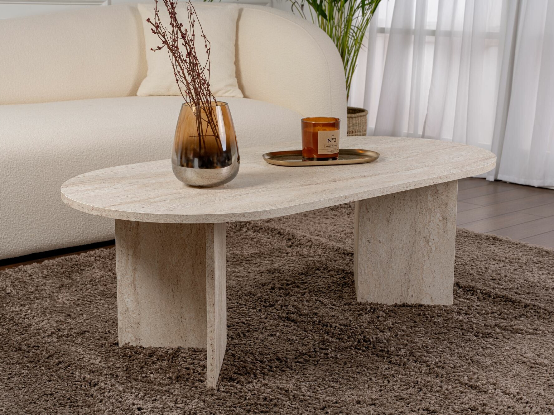 Žurnalinis staliukas Novato 111 (Šviesus travertinas)