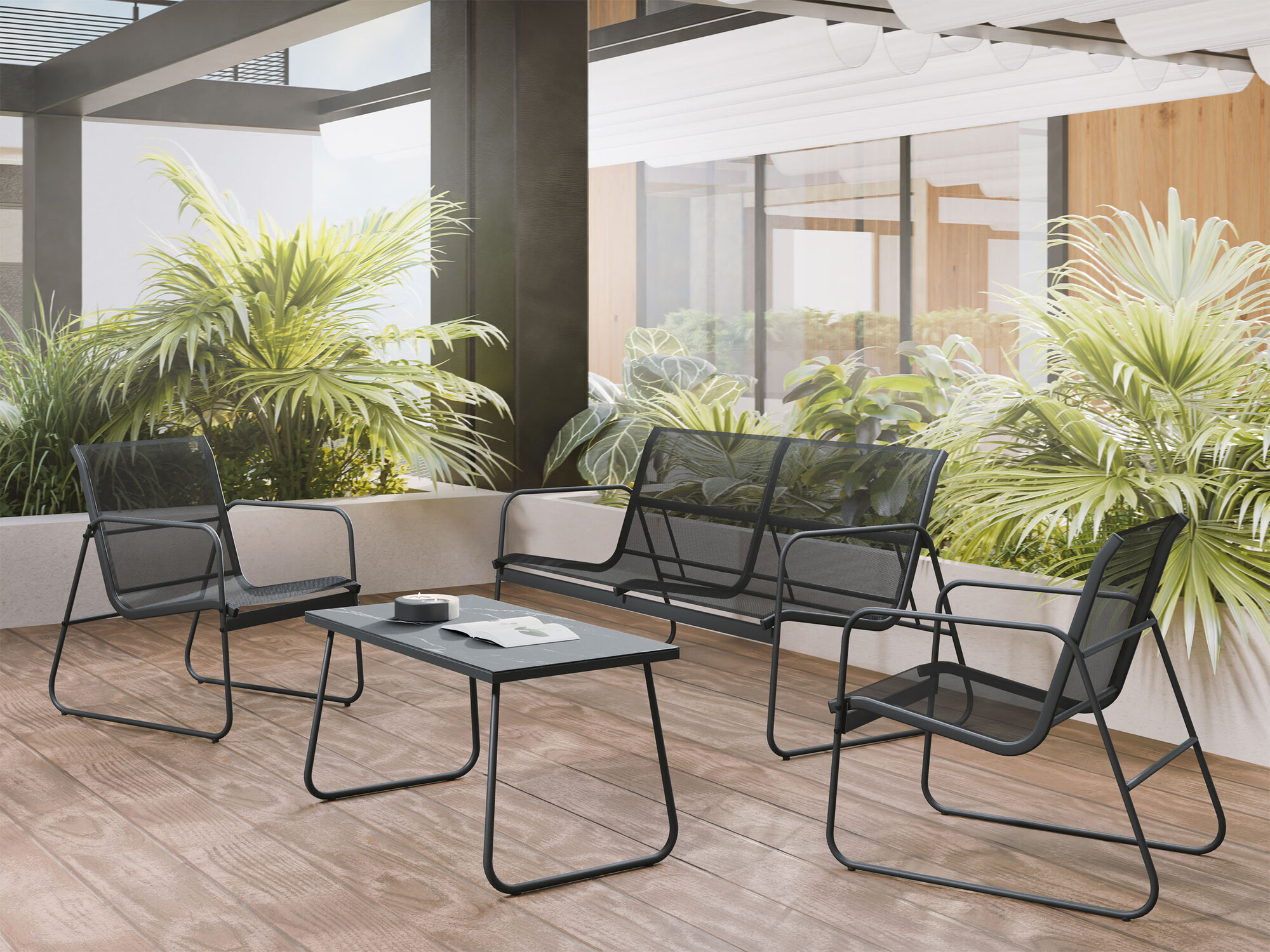 Lauko baldų komplektas Epulitas (Antracitas)