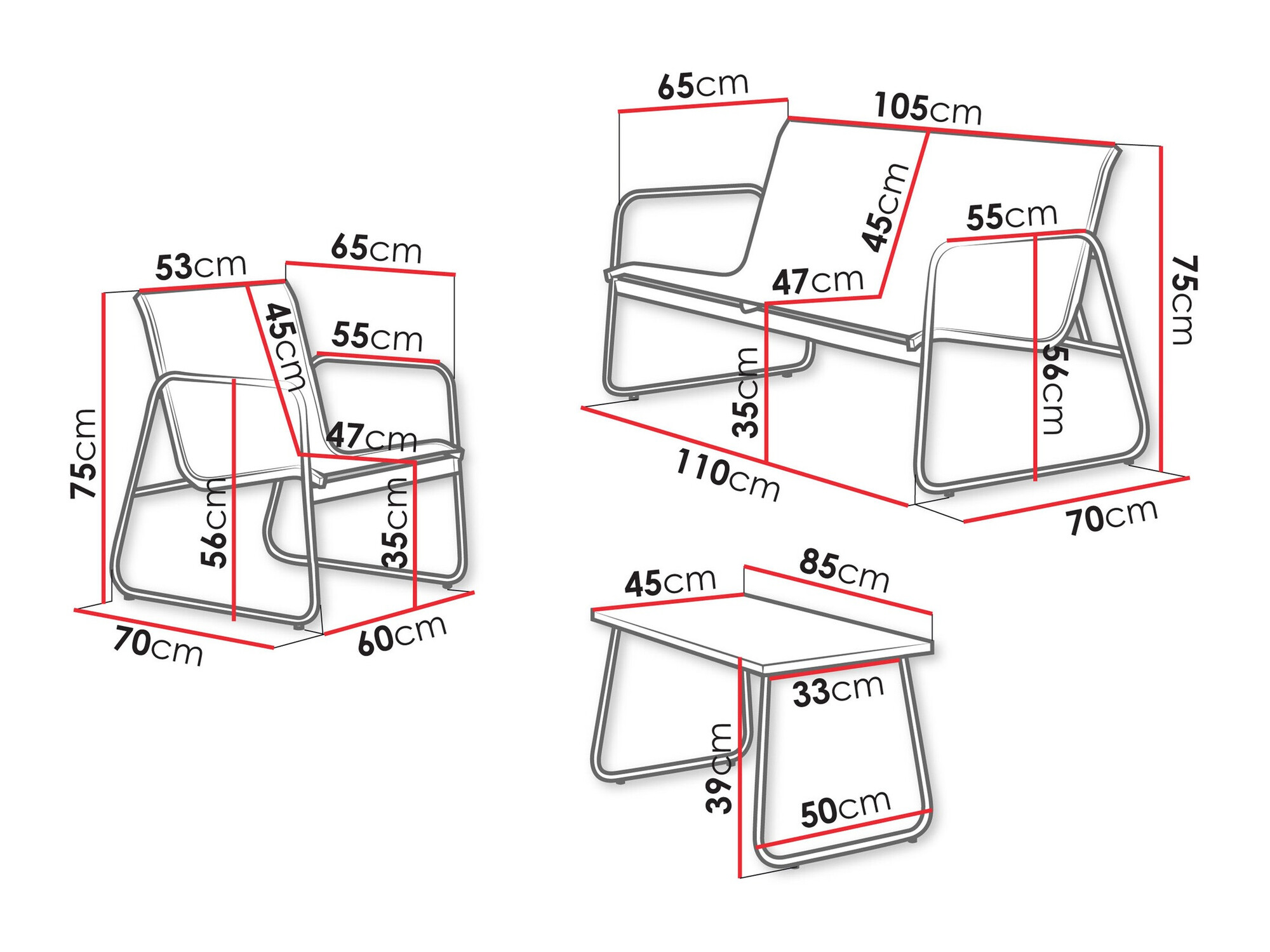 Lauko baldų komplektas Epulitas (Antracitas)