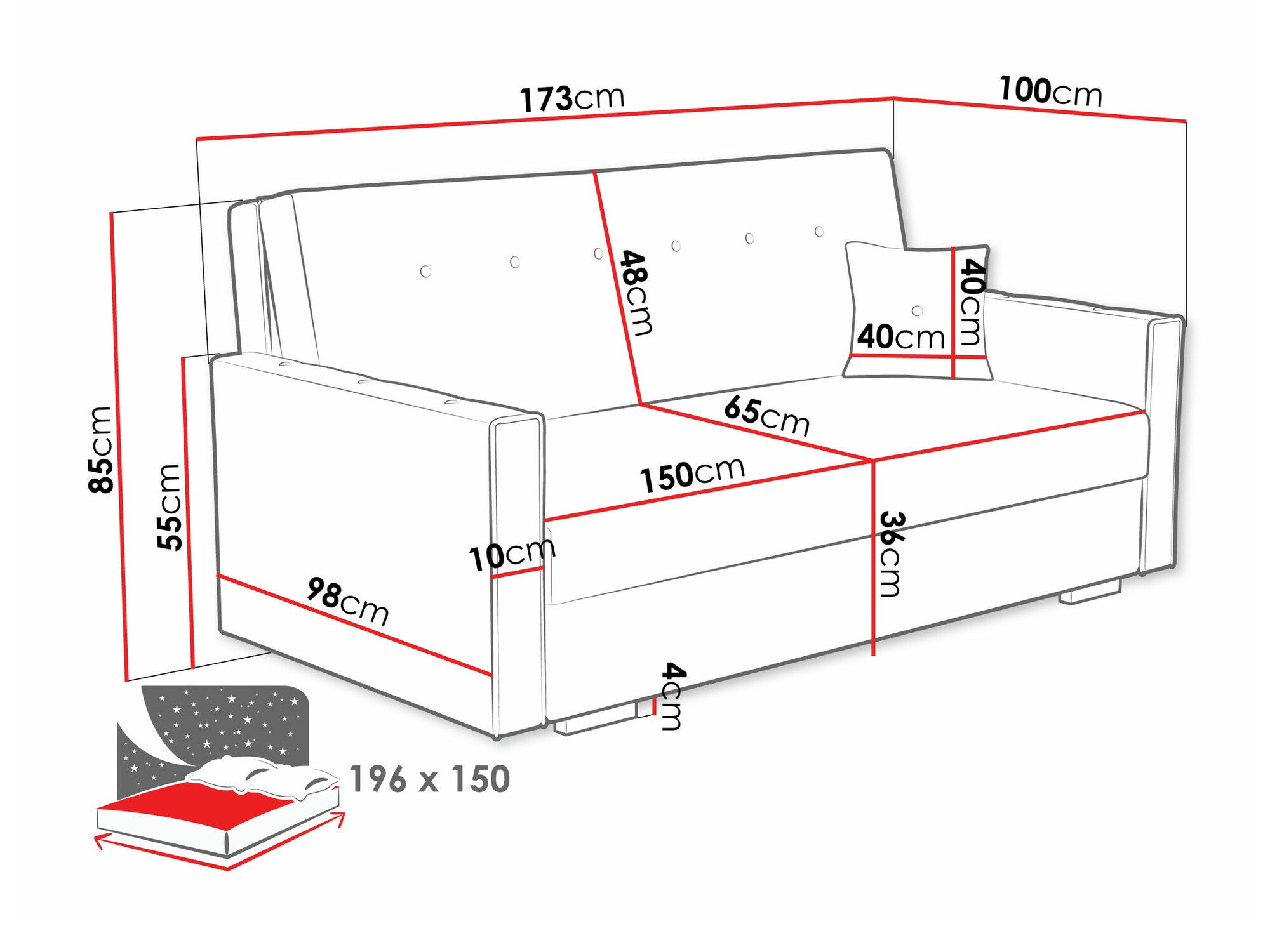 Sofa lova Caelrin IV (Coral 45)