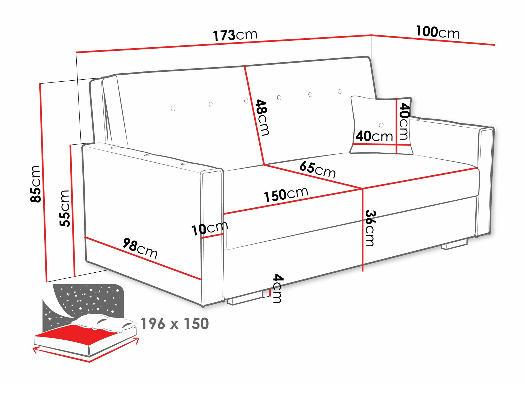 Sofa lova Caelrin IV (Coral 50)