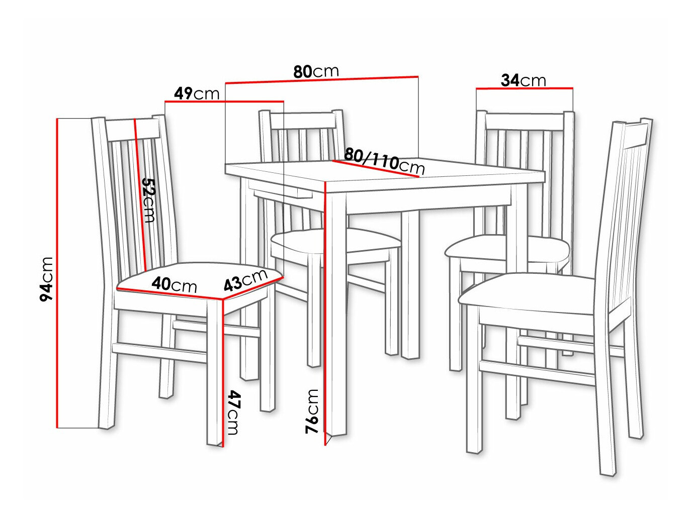 Valgomojo komplektas Victorville 319 (Balta)