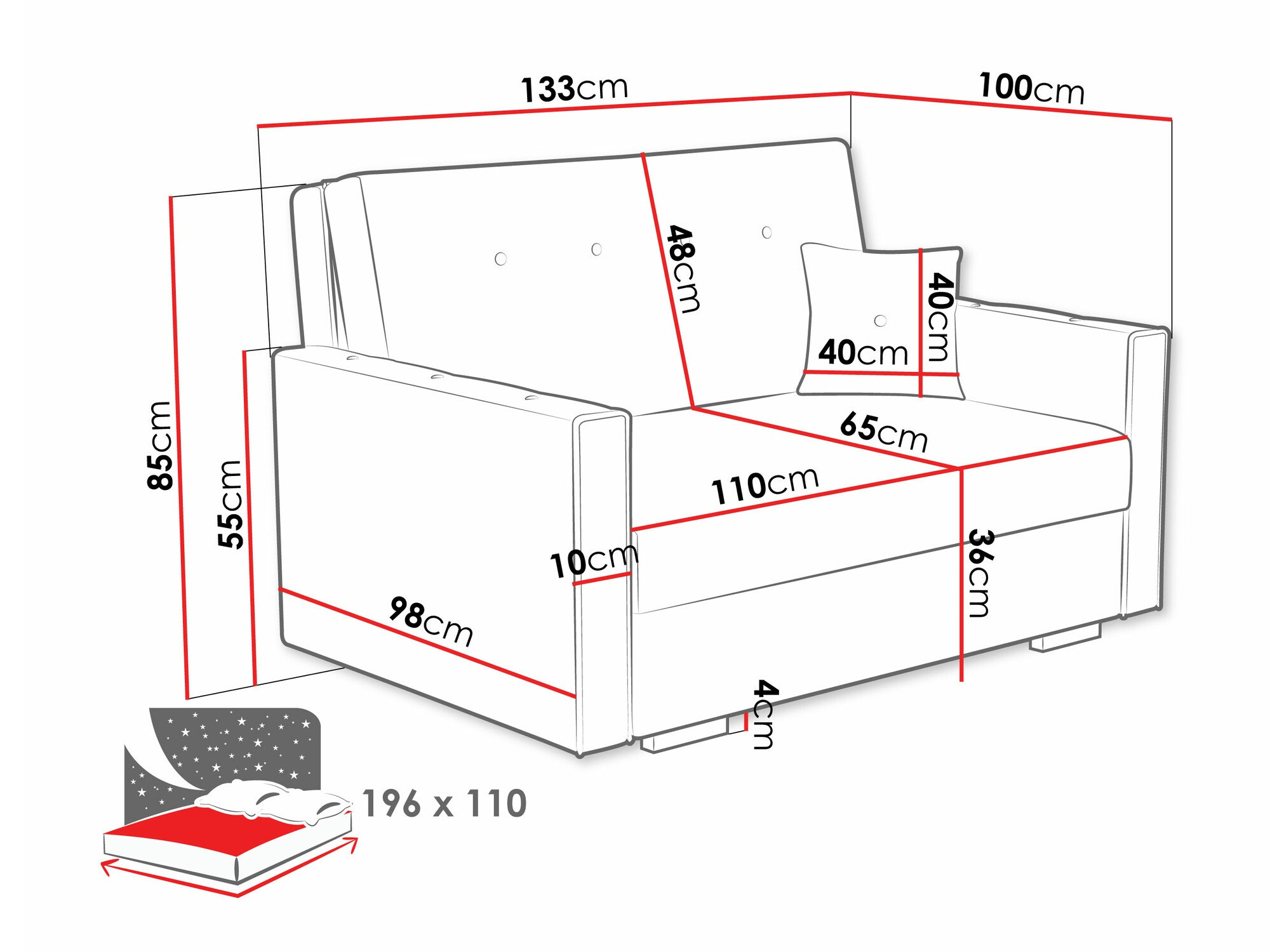 Sofa lova Caelrin II (Coral 65)