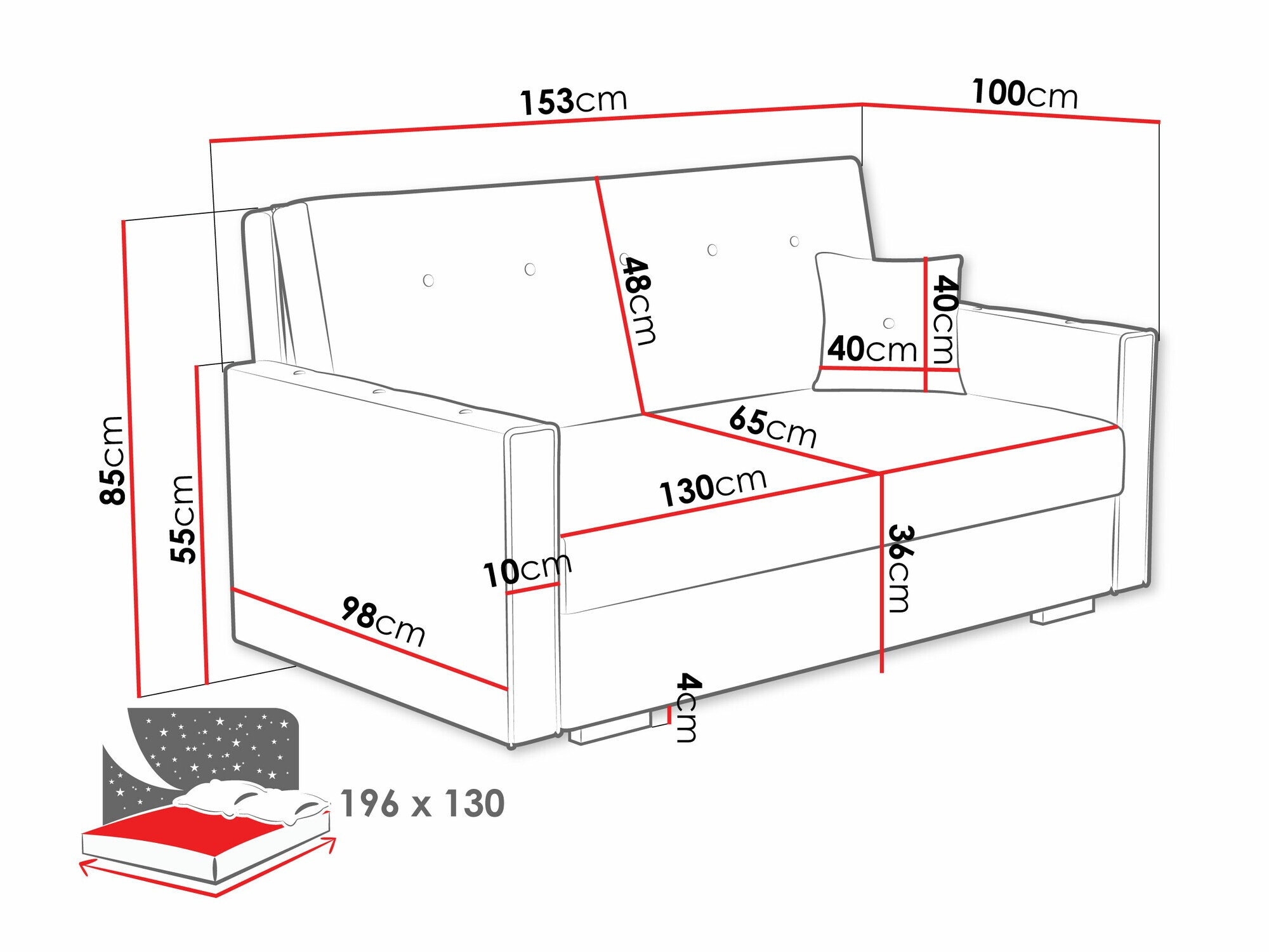 Sofa lova Columbus 234 (Coral 55)