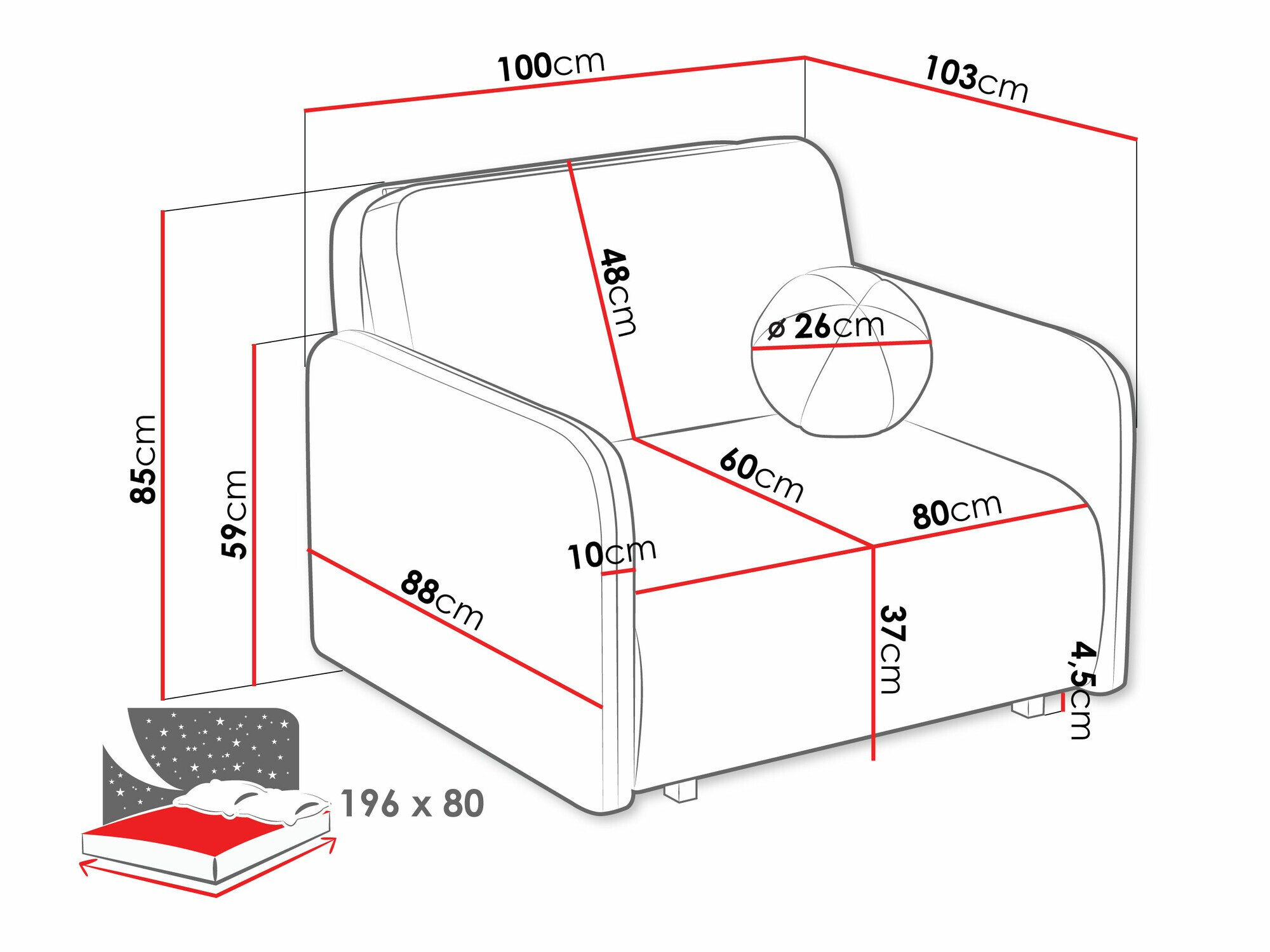 Fotelis Poetal I (Coral 45)