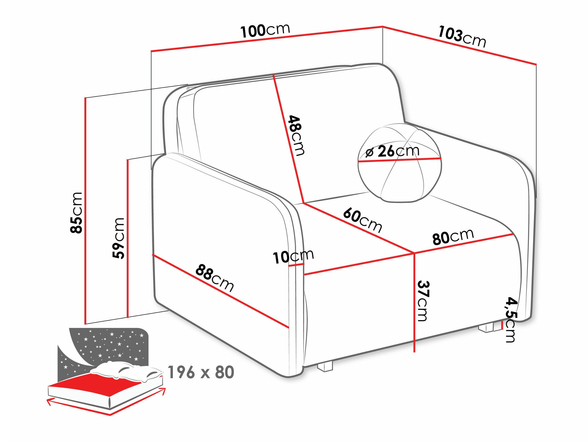 Fotelis Poetal I (Coral 65)