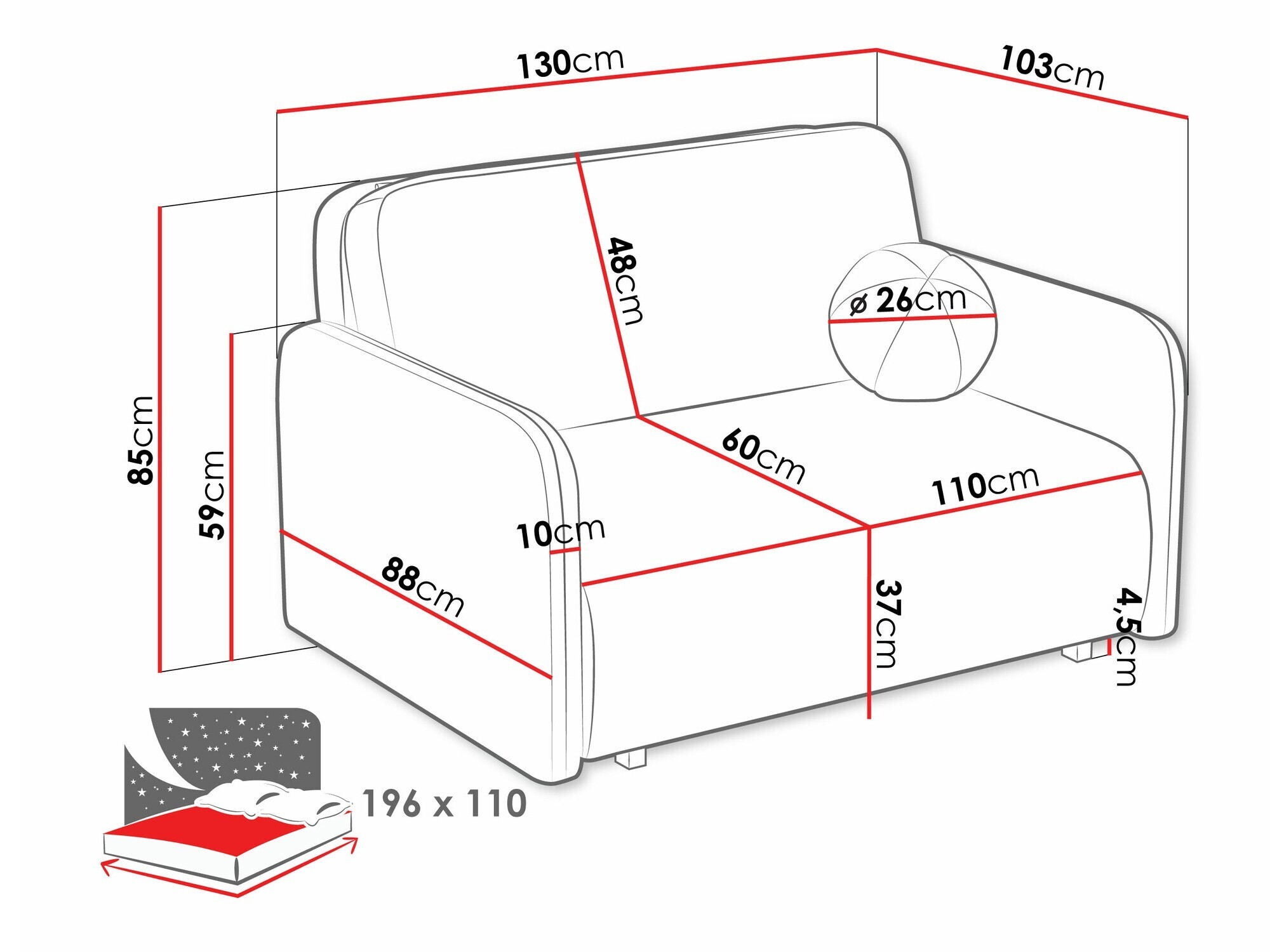 Sofa lova Poetal II (Coral 15)