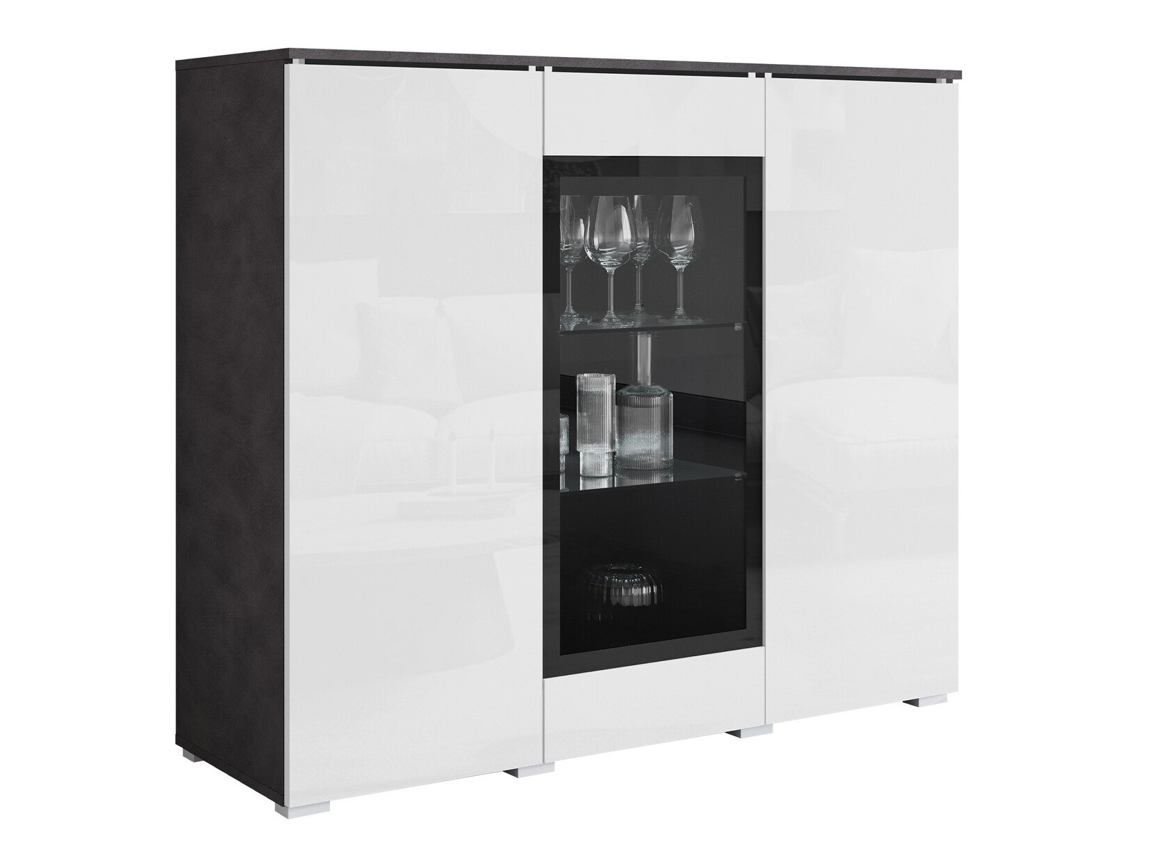 Spintelė Sarasota 186 (Matera pilka + Blizgi balta)