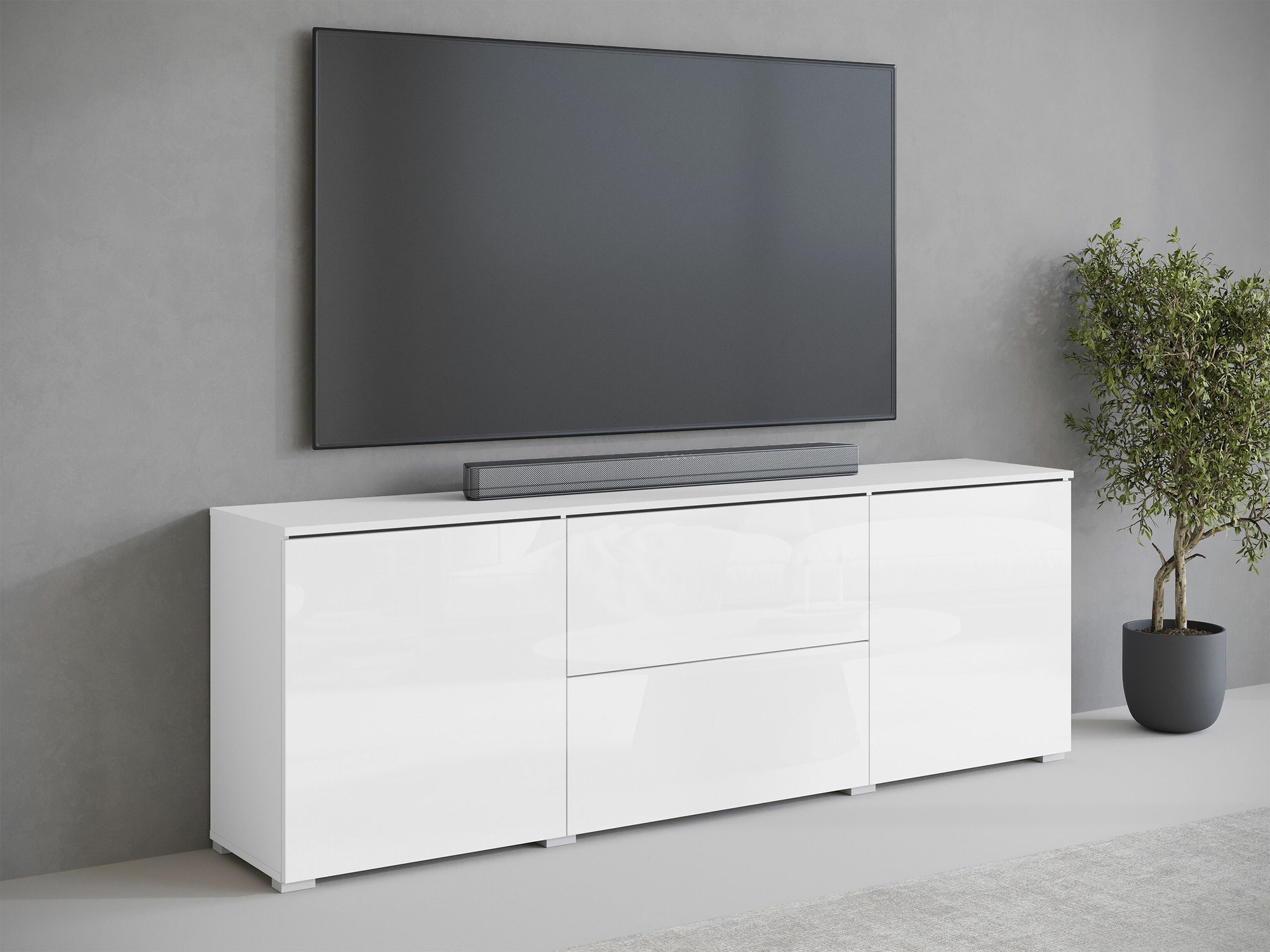 TV staliukas Mirfivo 104 (Balta + Blizgi balta)