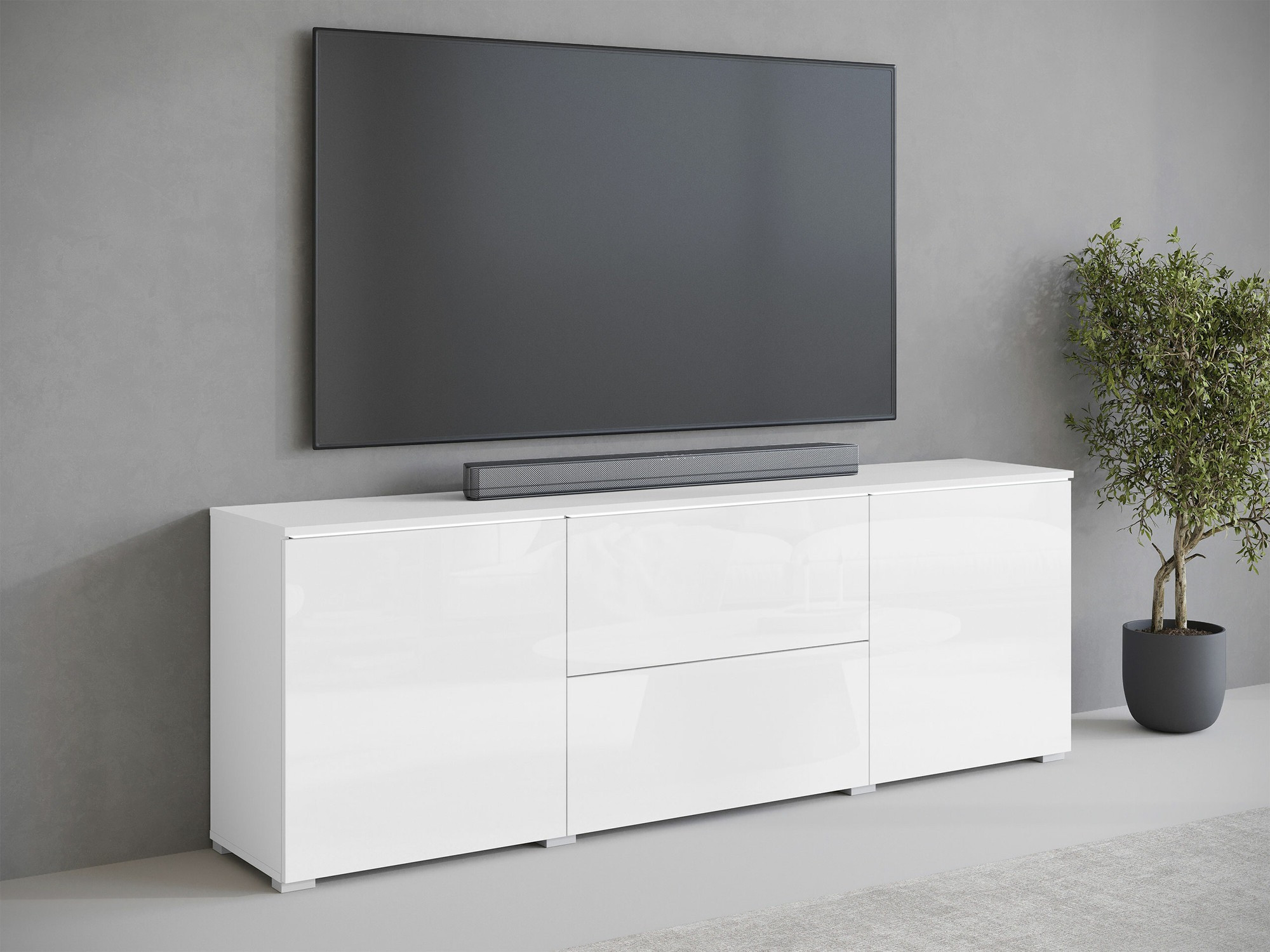 TV staliukas Mirfivo 104 (Balta + Blizgi balta)
