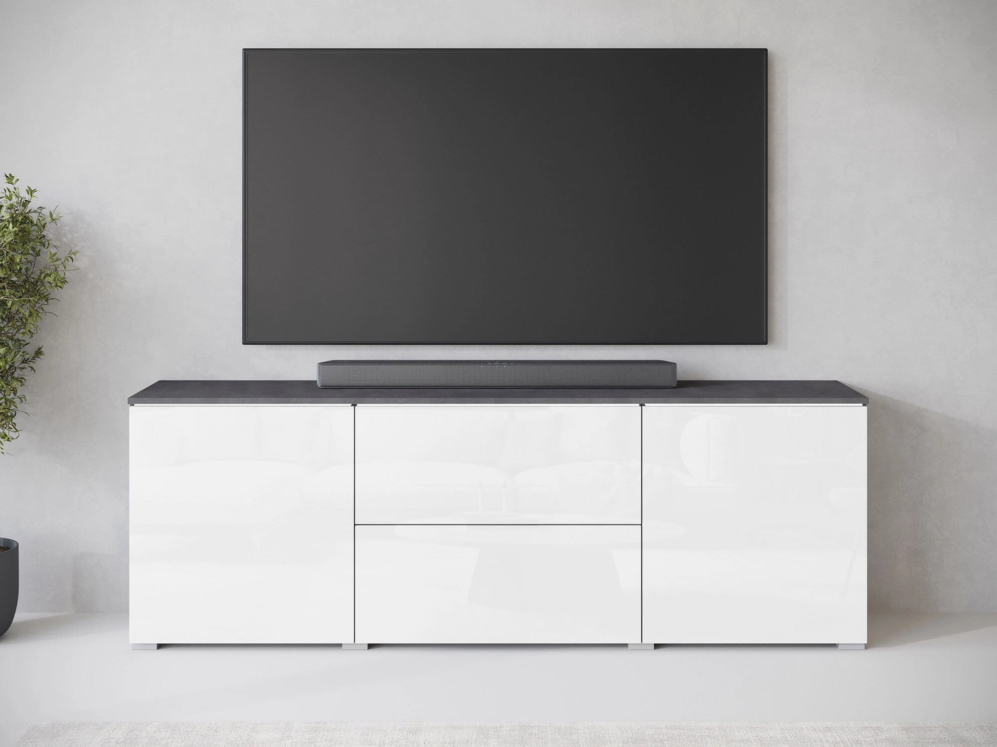 TV staliukas Mirfivo 104 (Matera pilka + Blizgi balta)