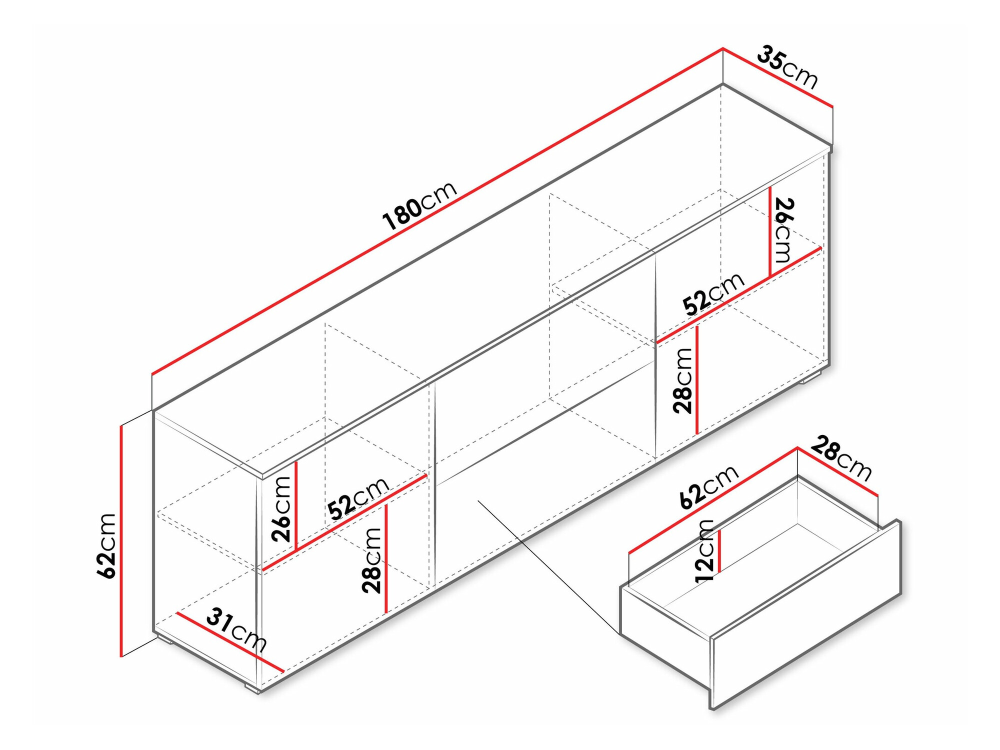 TV staliukas Sarasota 190 (Grafitas)