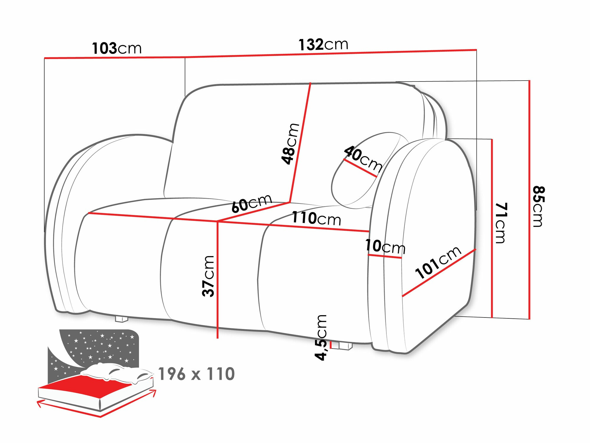 Sofa lova Columbus 243 (Velo 635)