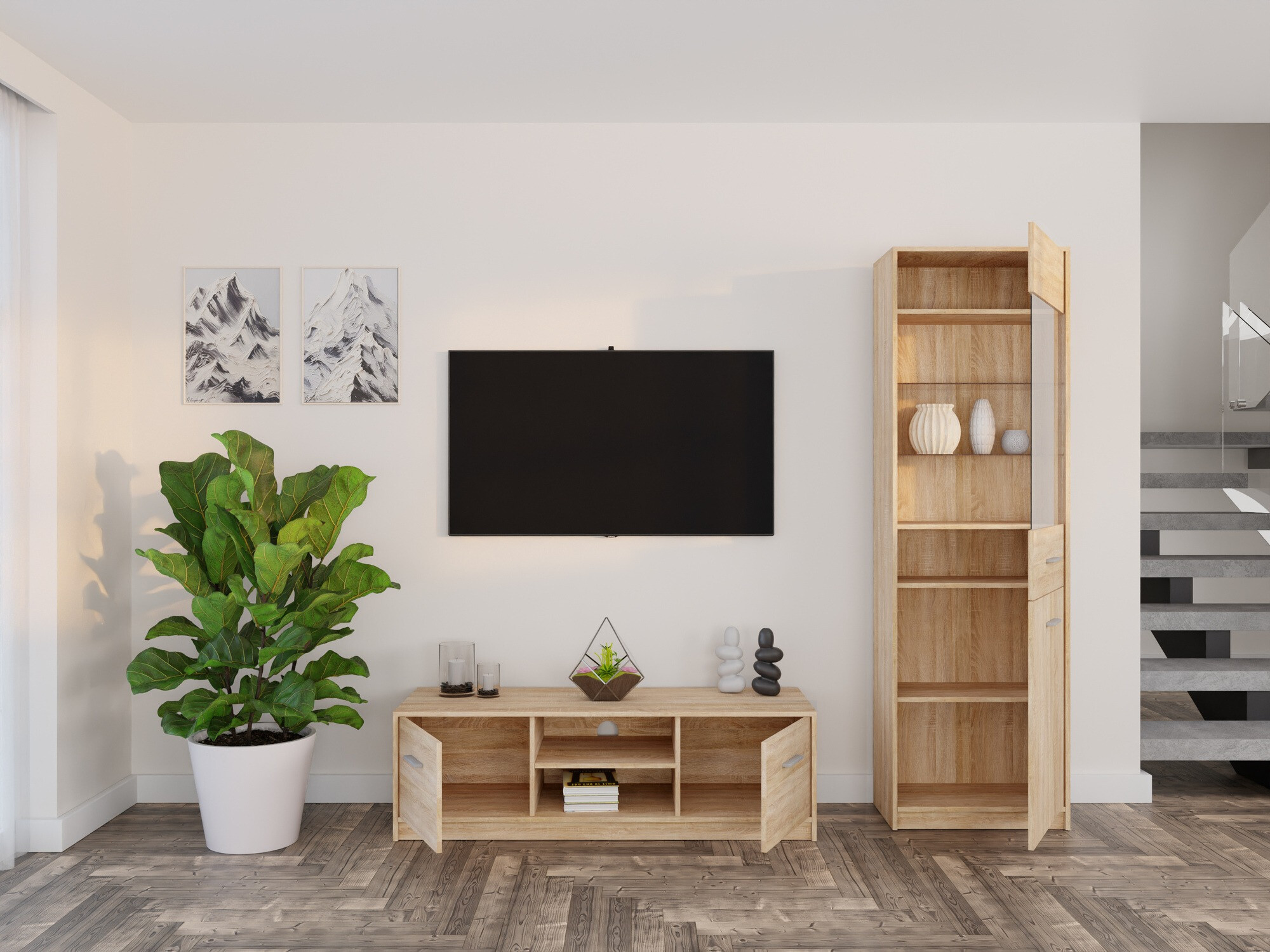 Svetainės komplektas Novsore 161 (Sonomos ąžuolas)