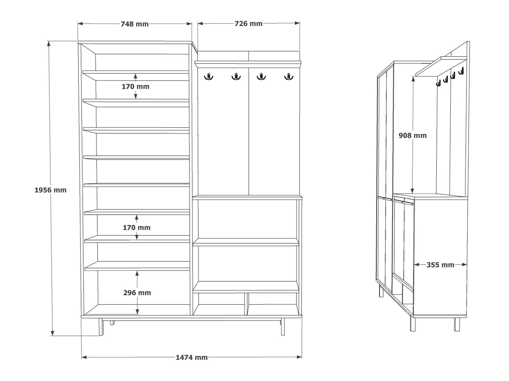 Prieškambario komplektas Kailua 2430