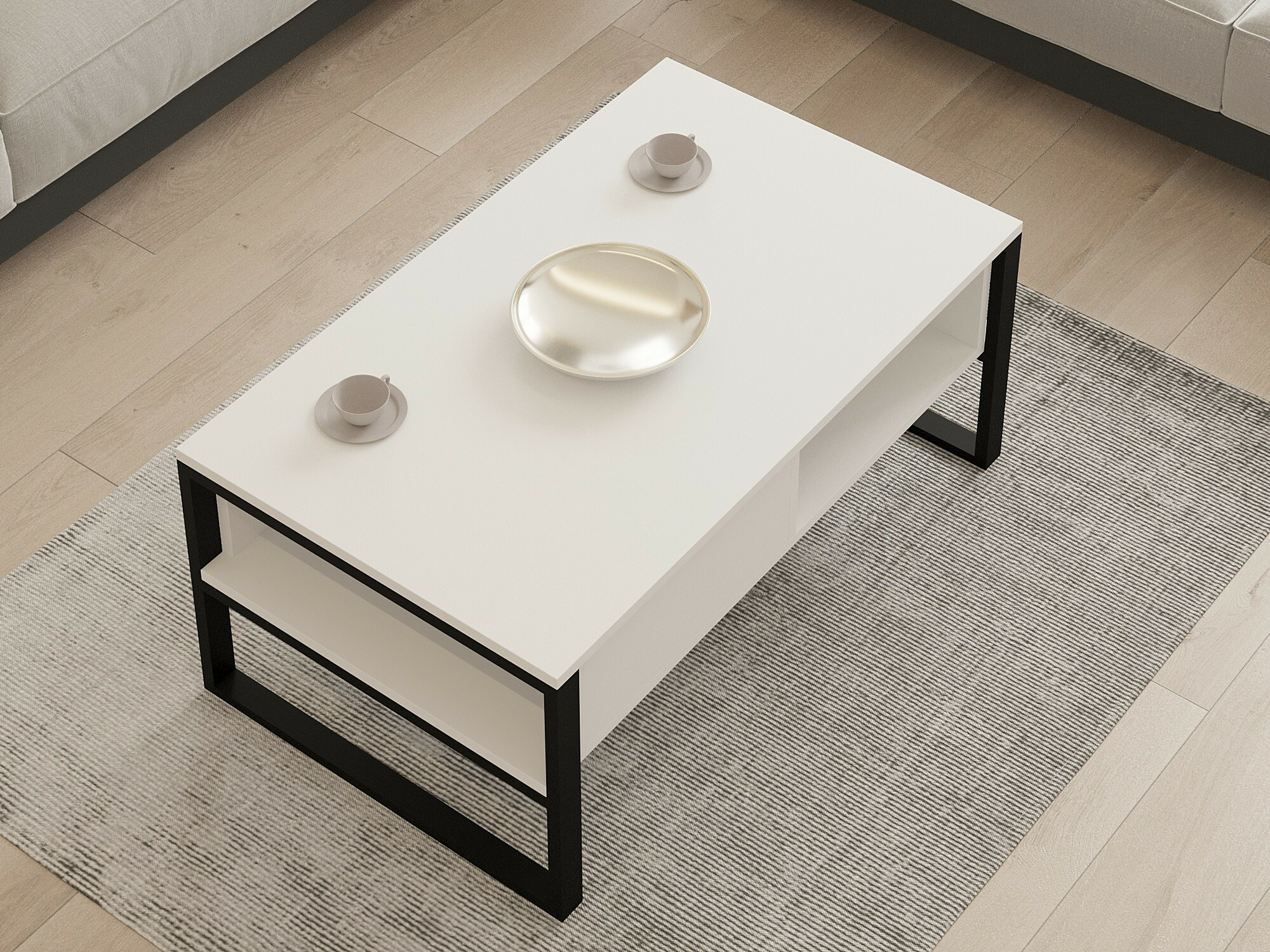 Žurnalinis staliukas Kailua 2687 (Balta + Juoda)