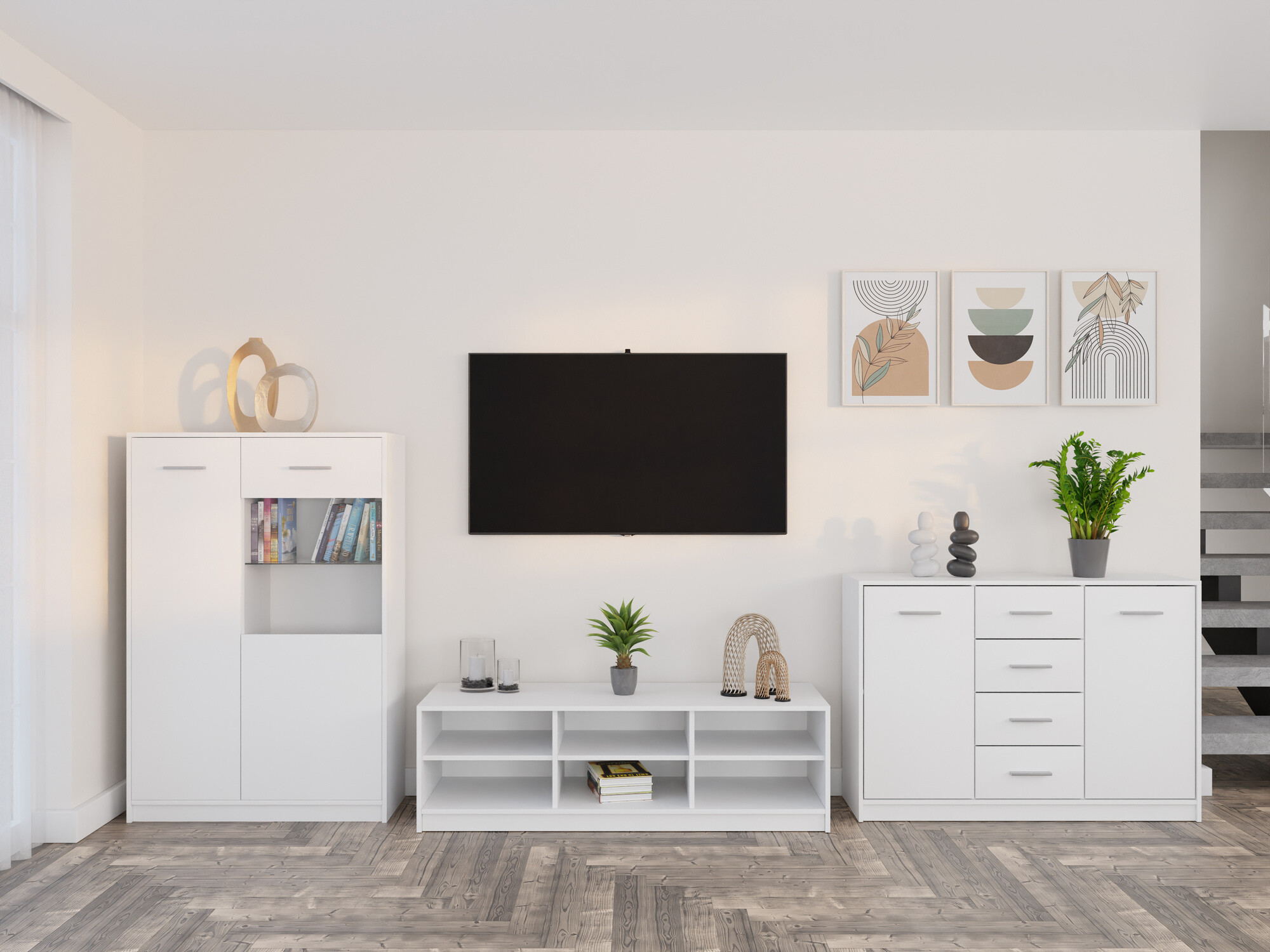 Svetainės komplektas Novsore 165 (Balta)