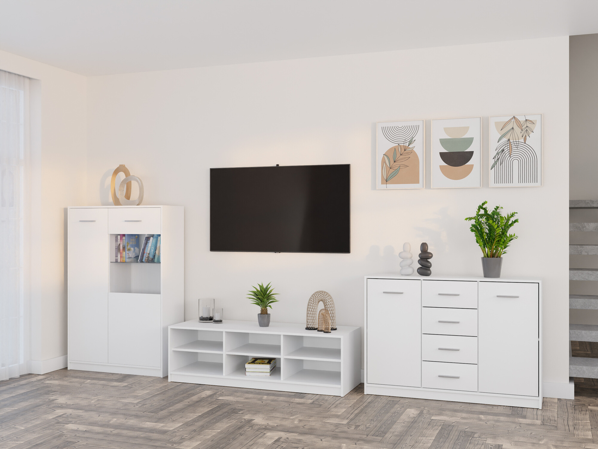 Svetainės komplektas Novsore 165 (Balta)