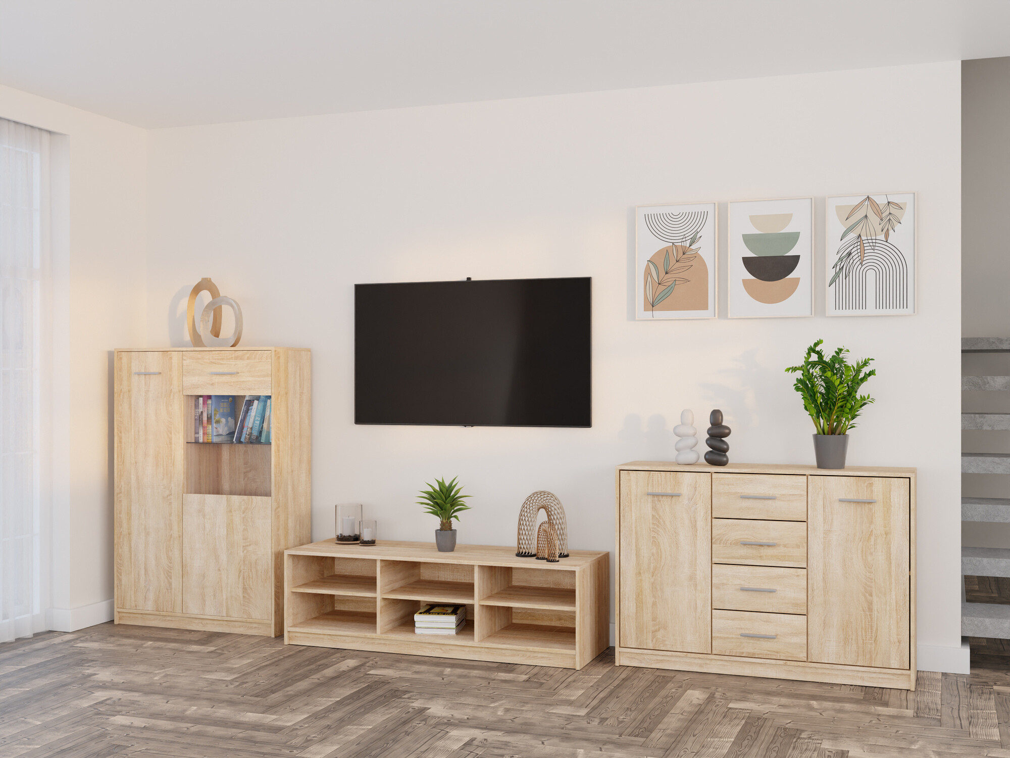 Svetainės komplektas Novsore 165 (Sonomos ąžuolas)