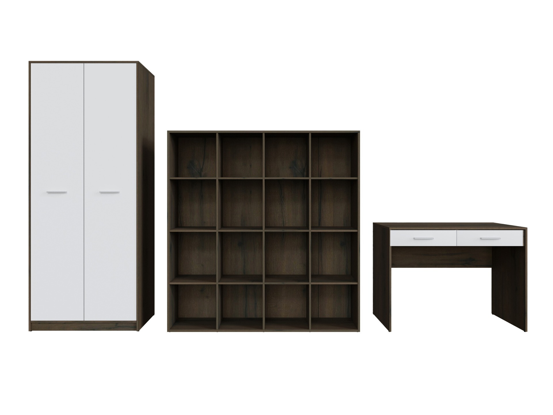 Namų biuro komplektas Novsore 166 (Tamsus ąžuolas + Balta)