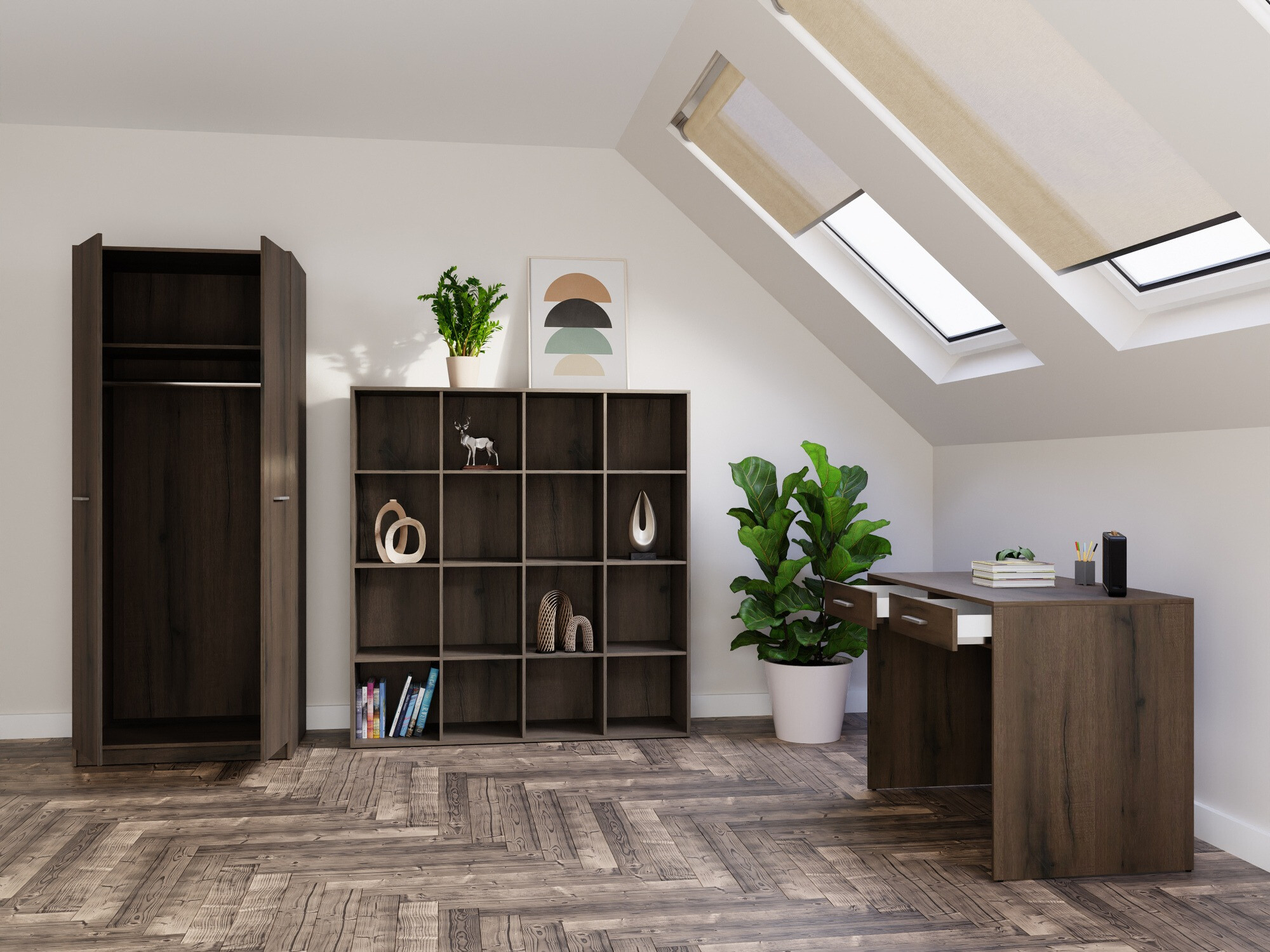 Namų biuro komplektas Novsore 166 (Tamsus ąžuolas)