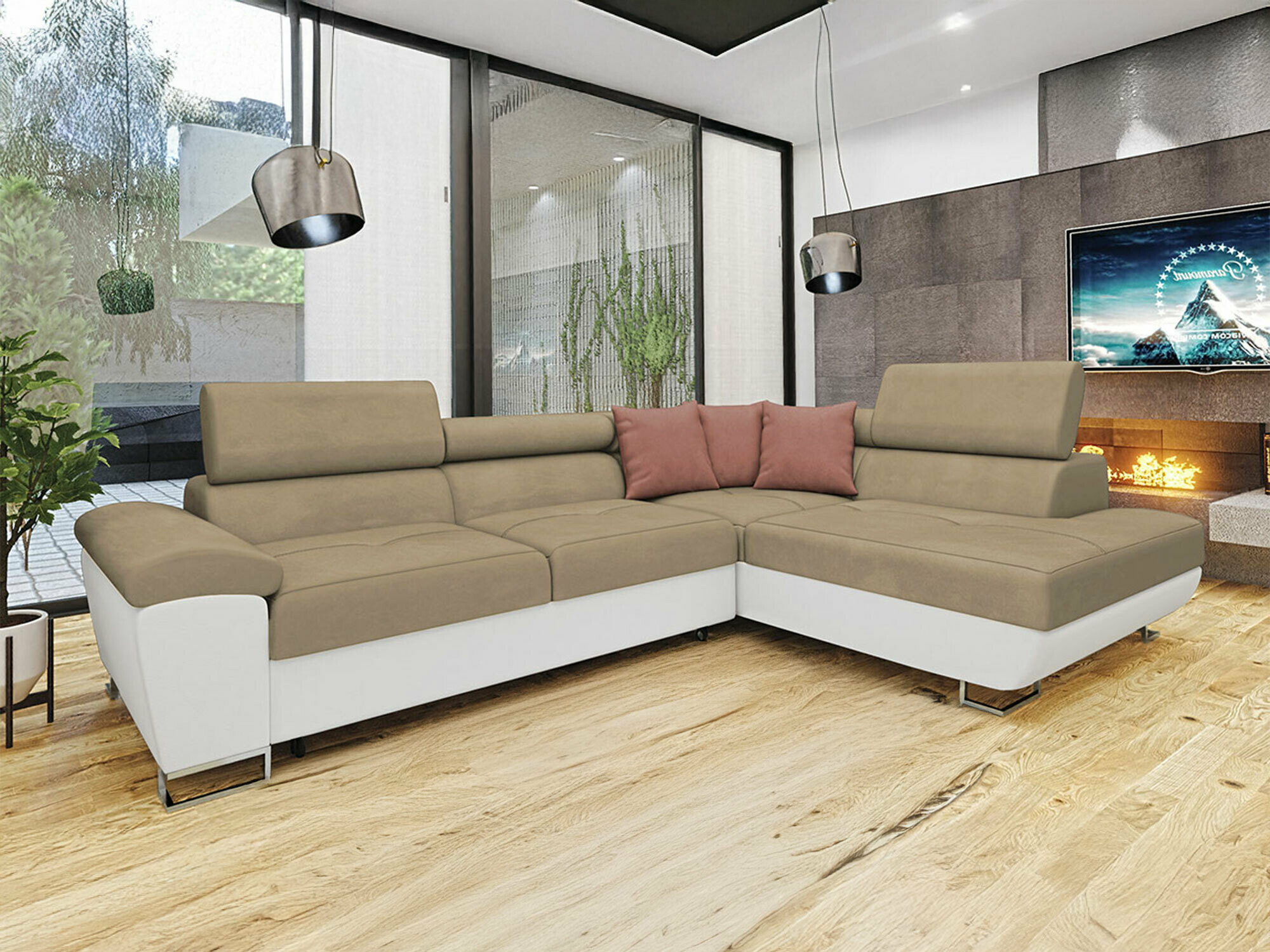 Minkštas kampas Comfivo Ruta II (Soft 017 + Uttario Velvet 2979 + Uttario Velvet 2955)