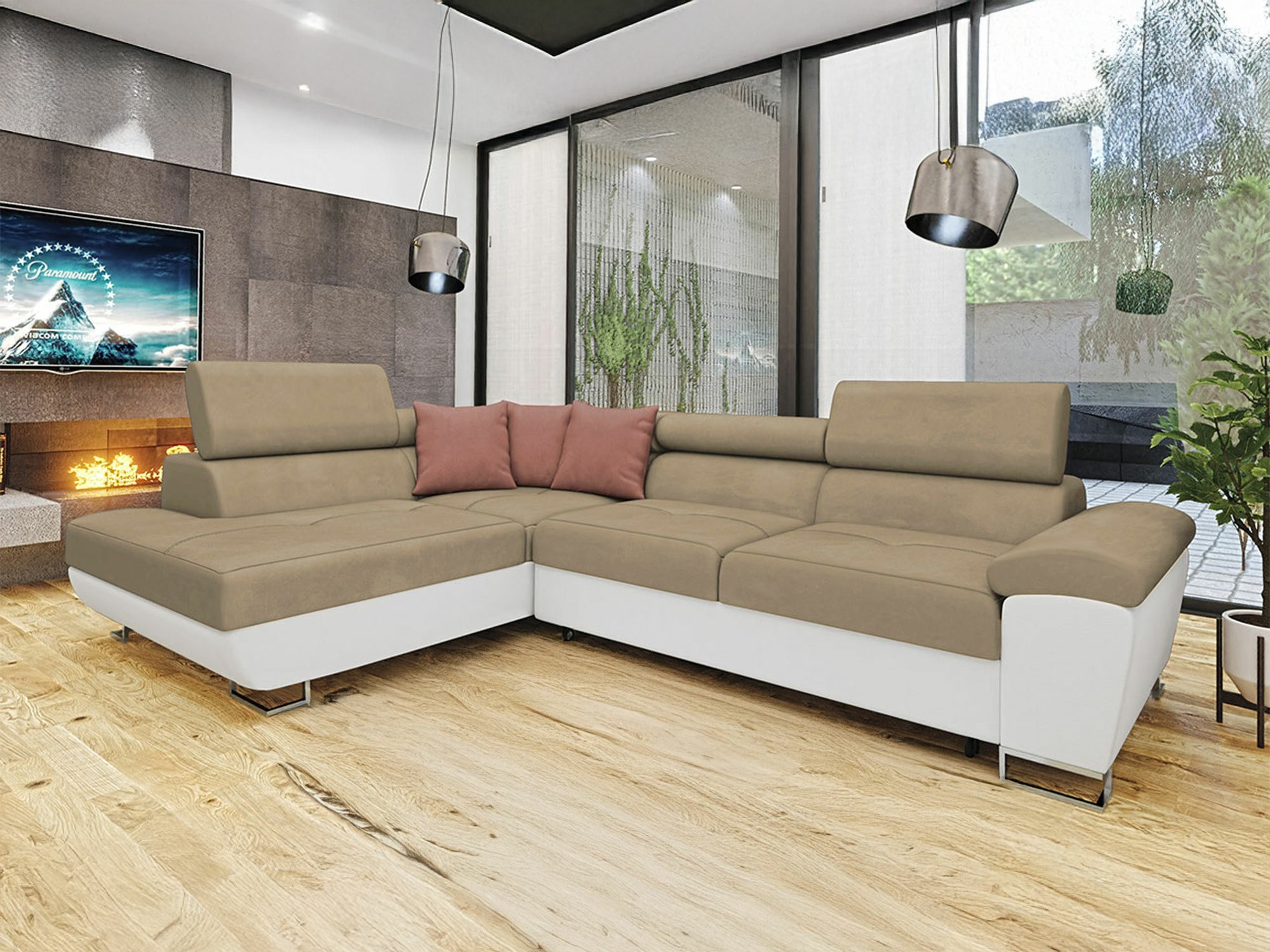 Minkštas kampas Comfivo Ruta II (Soft 017 + Uttario Velvet 2979 + Uttario Velvet 2955)