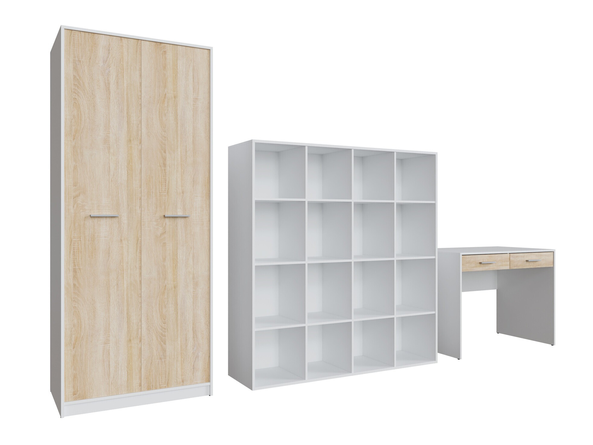 Namų biuro komplektas Novsore 166 (Balta + Sonomos ąžuolas)