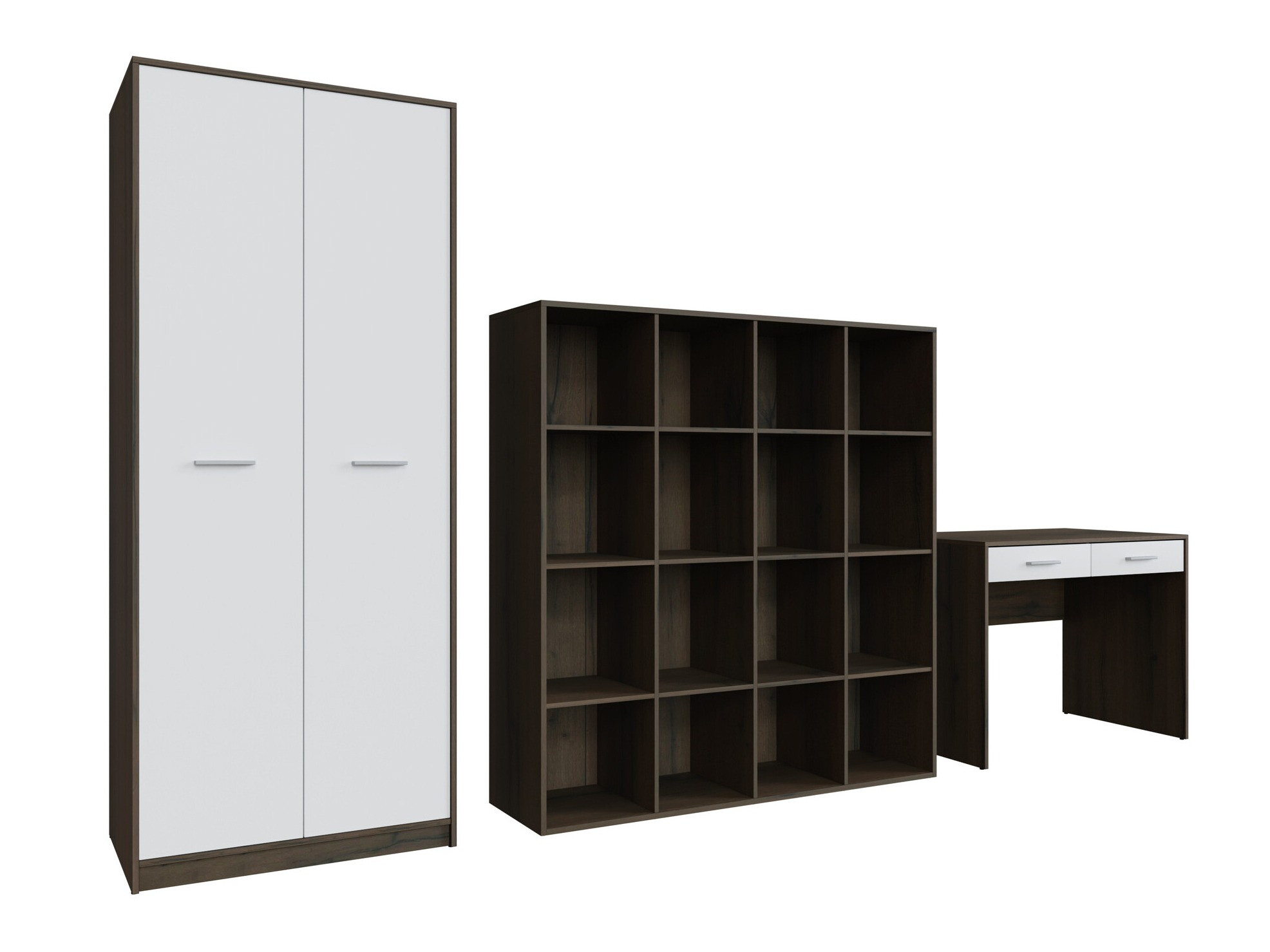 Namų biuro komplektas Novsore 166 (Tamsus ąžuolas + Balta)