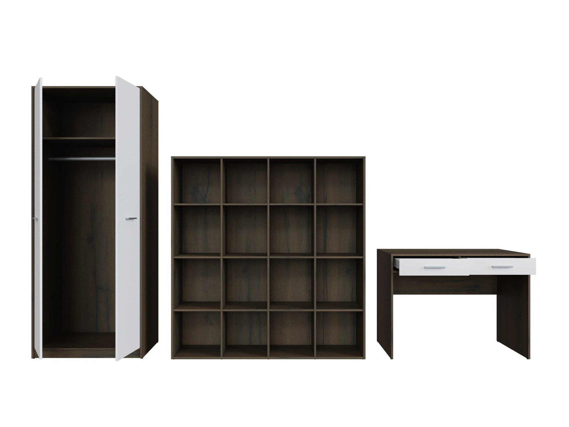 Namų biuro komplektas Novsore 166 (Tamsus ąžuolas + Balta)