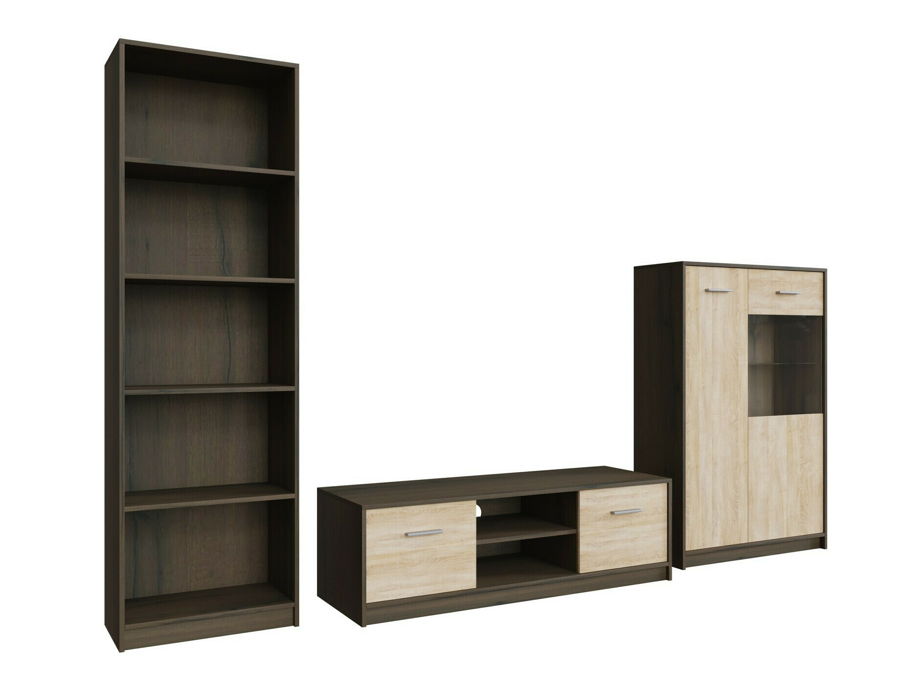 Svetainės komplektas Novsore 164 (Tamsus ąžuolas + Sonomos ąžuolas)