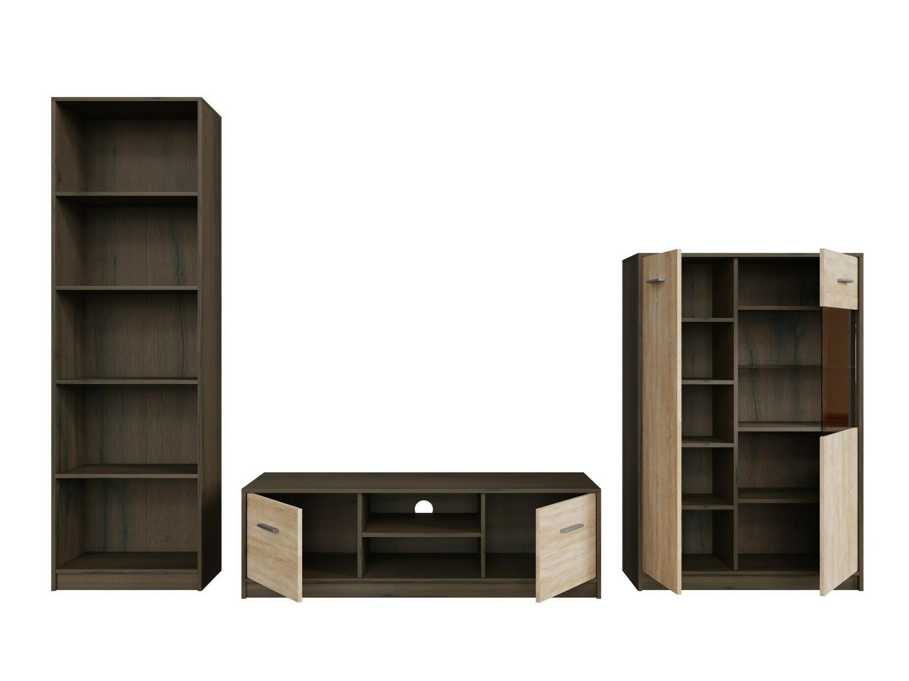 Svetainės komplektas Novsore 164 (Tamsus ąžuolas + Sonomos ąžuolas)