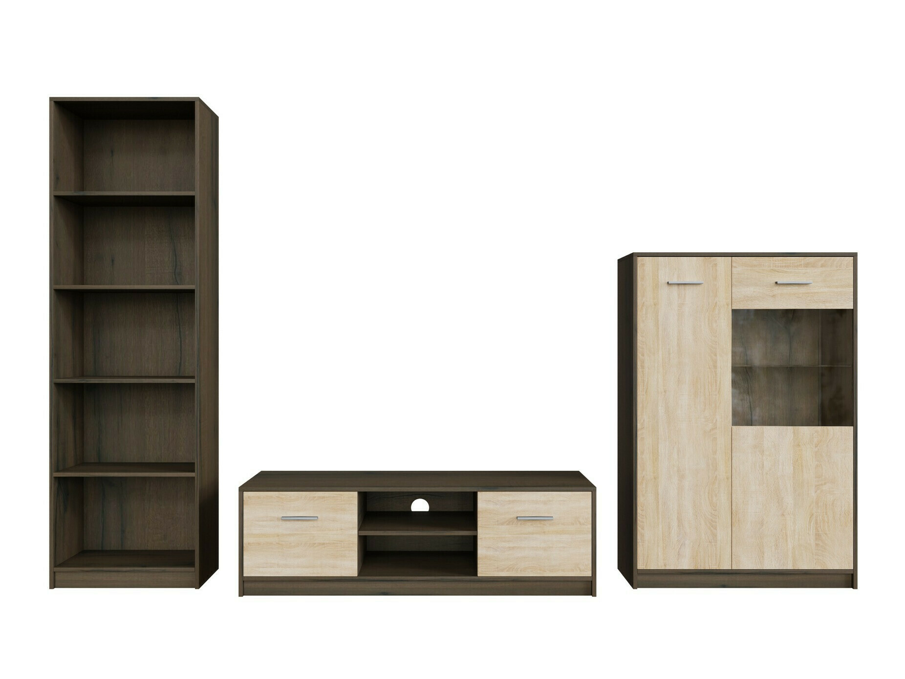 Svetainės komplektas Novsore 164 (Tamsus ąžuolas + Sonomos ąžuolas)