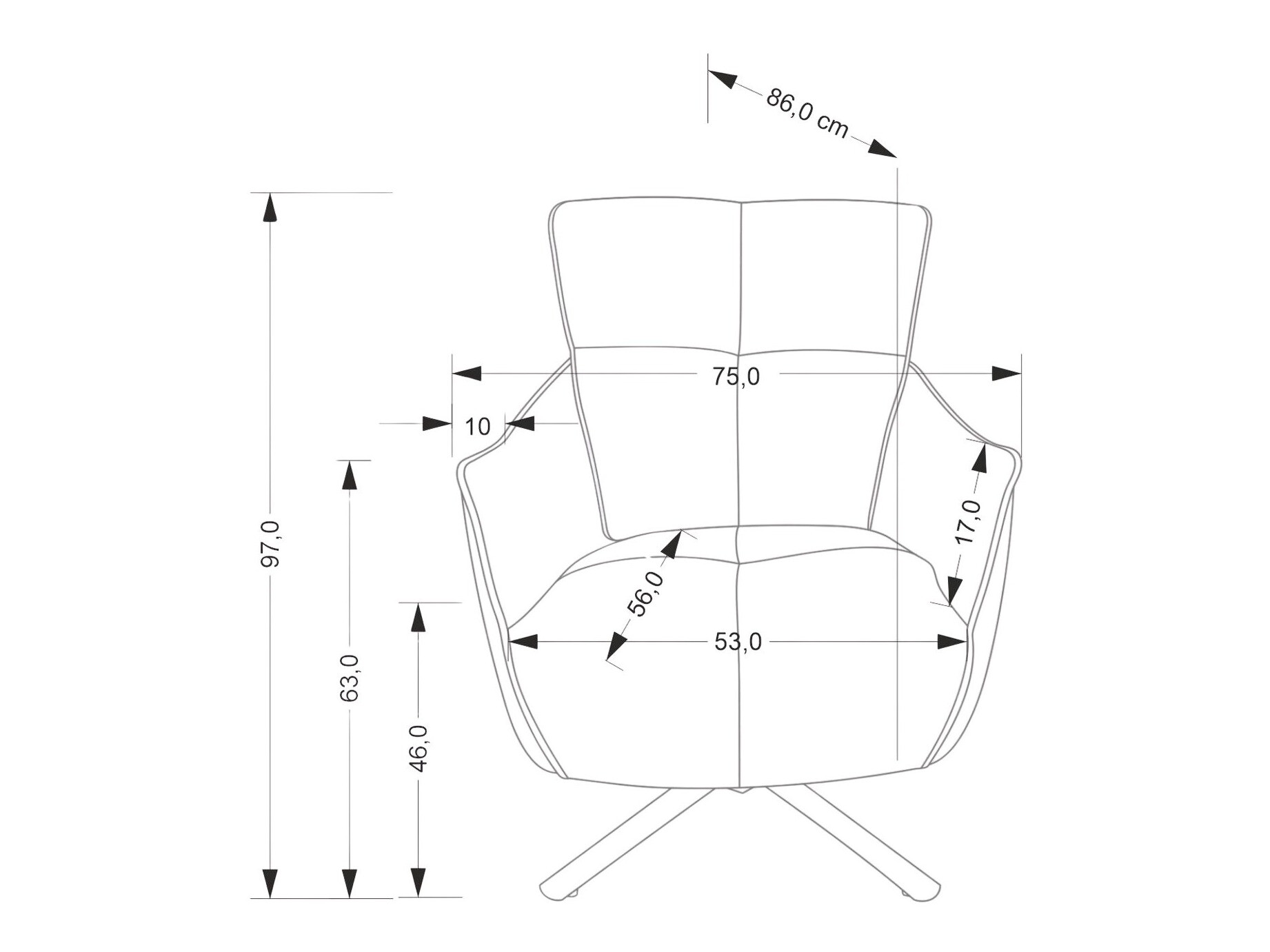 Fotelis Houston 1928 (Pilka)
