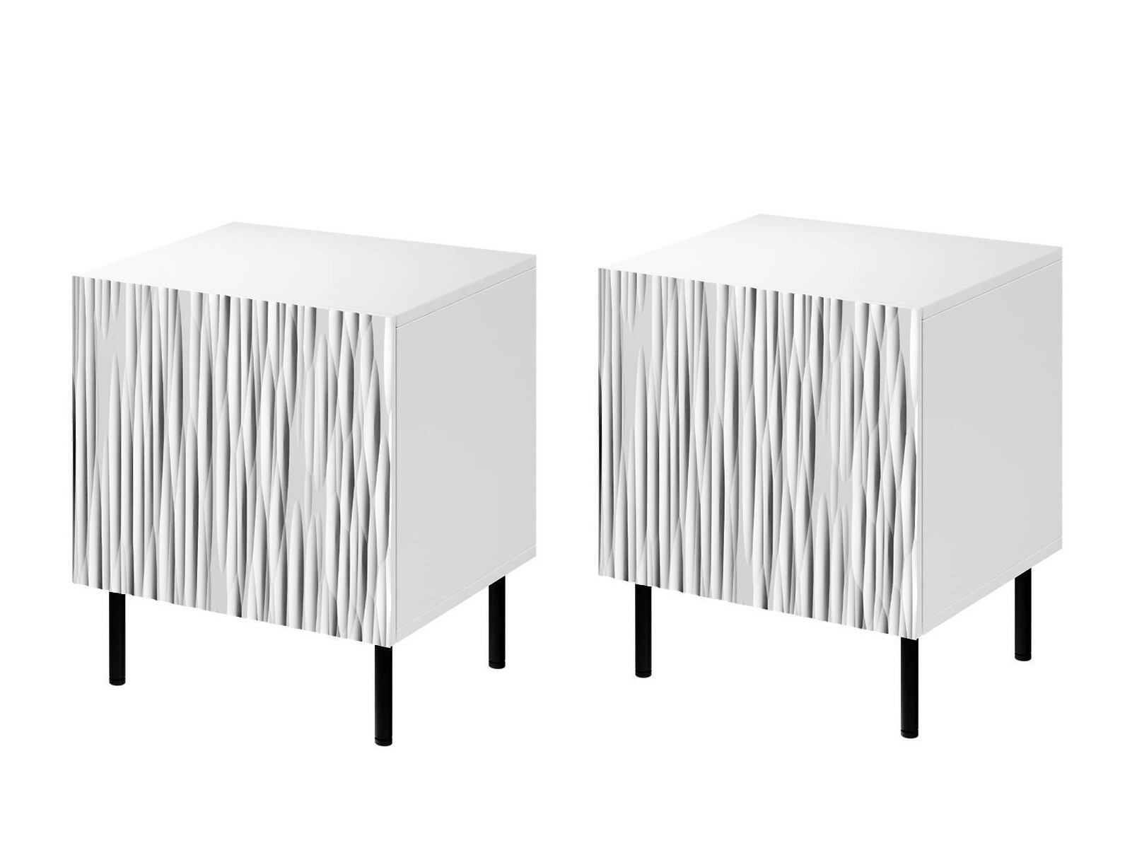 Naktinių staliukų komplektas Lorelbo 102 (Balta + Juoda)