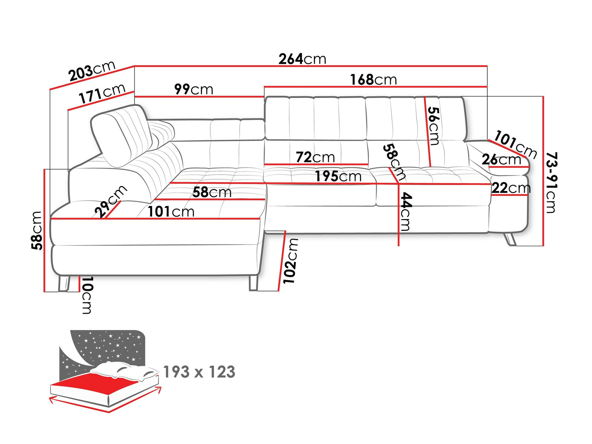 Minkštas kampas Comfivo 207 (Coral 65)