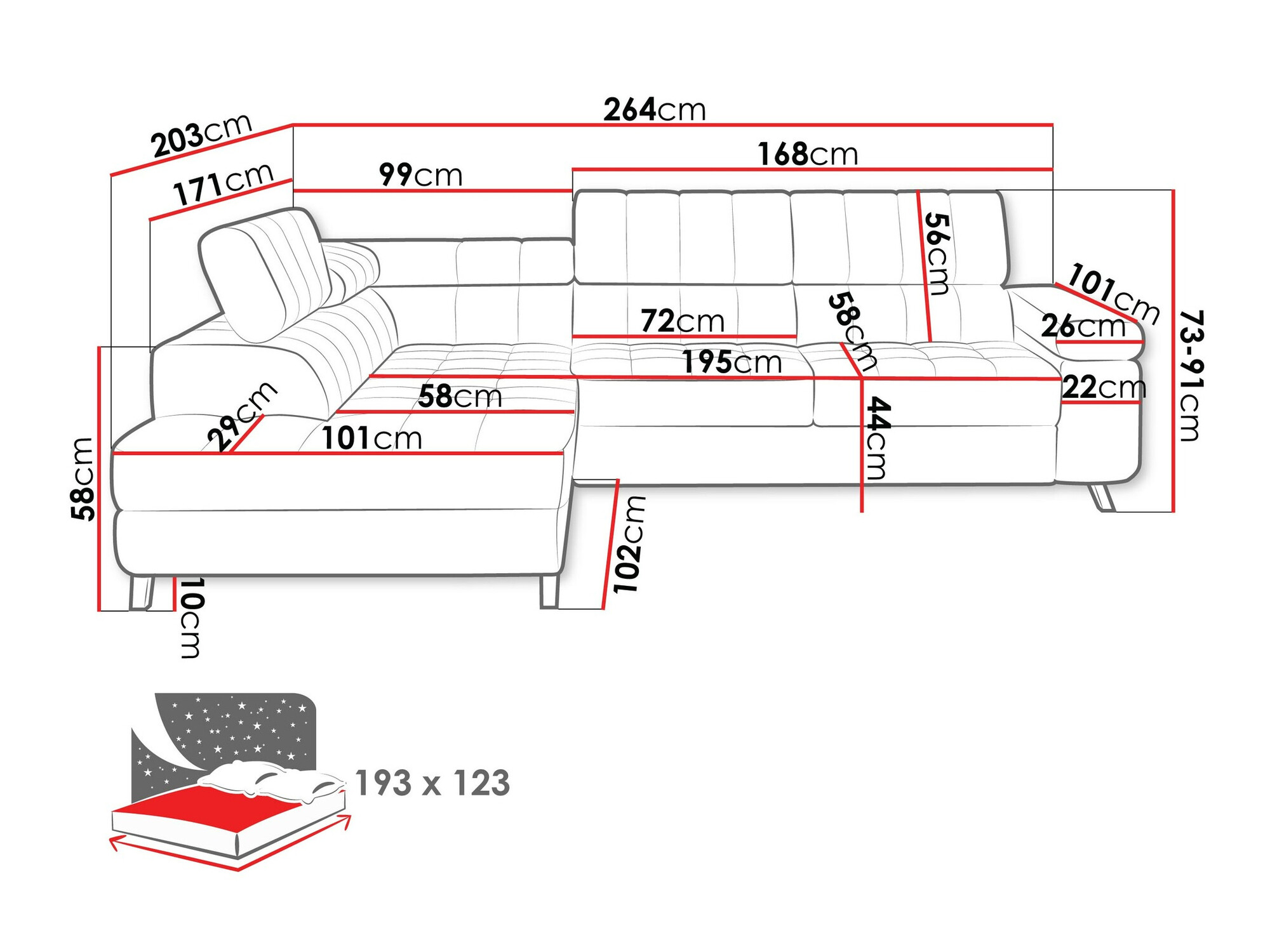 Minkštas kampas Comfivo 207 (Flow 06)