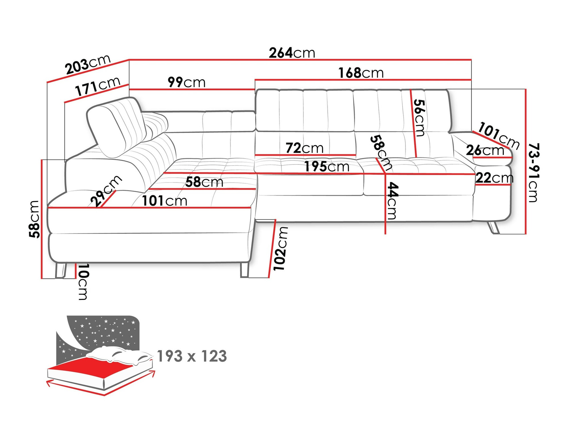 Minkštas kampas Comfivo 207 (Fresh 11)