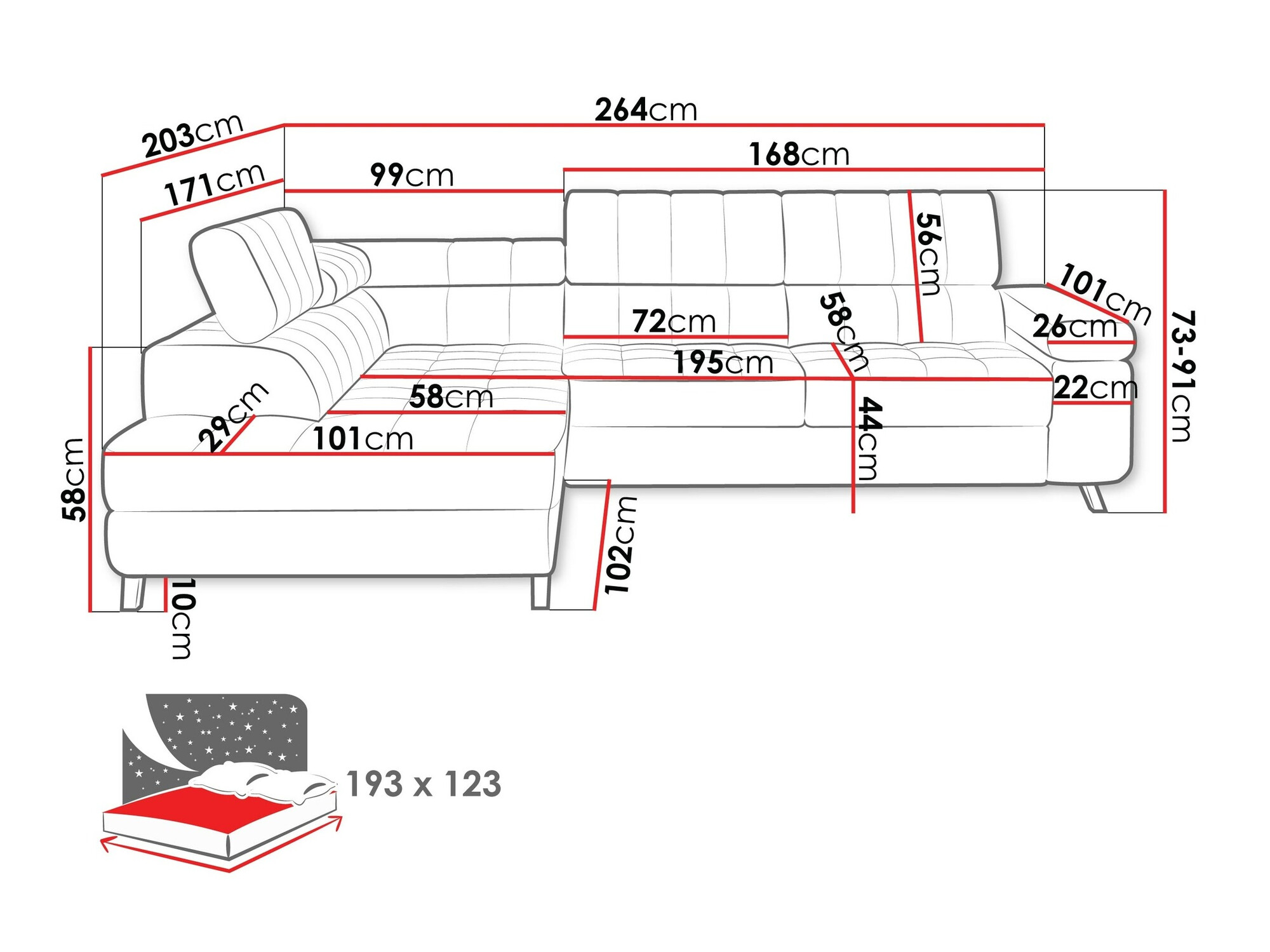 Minkštas kampas Comfivo 207 (Fresh 11)