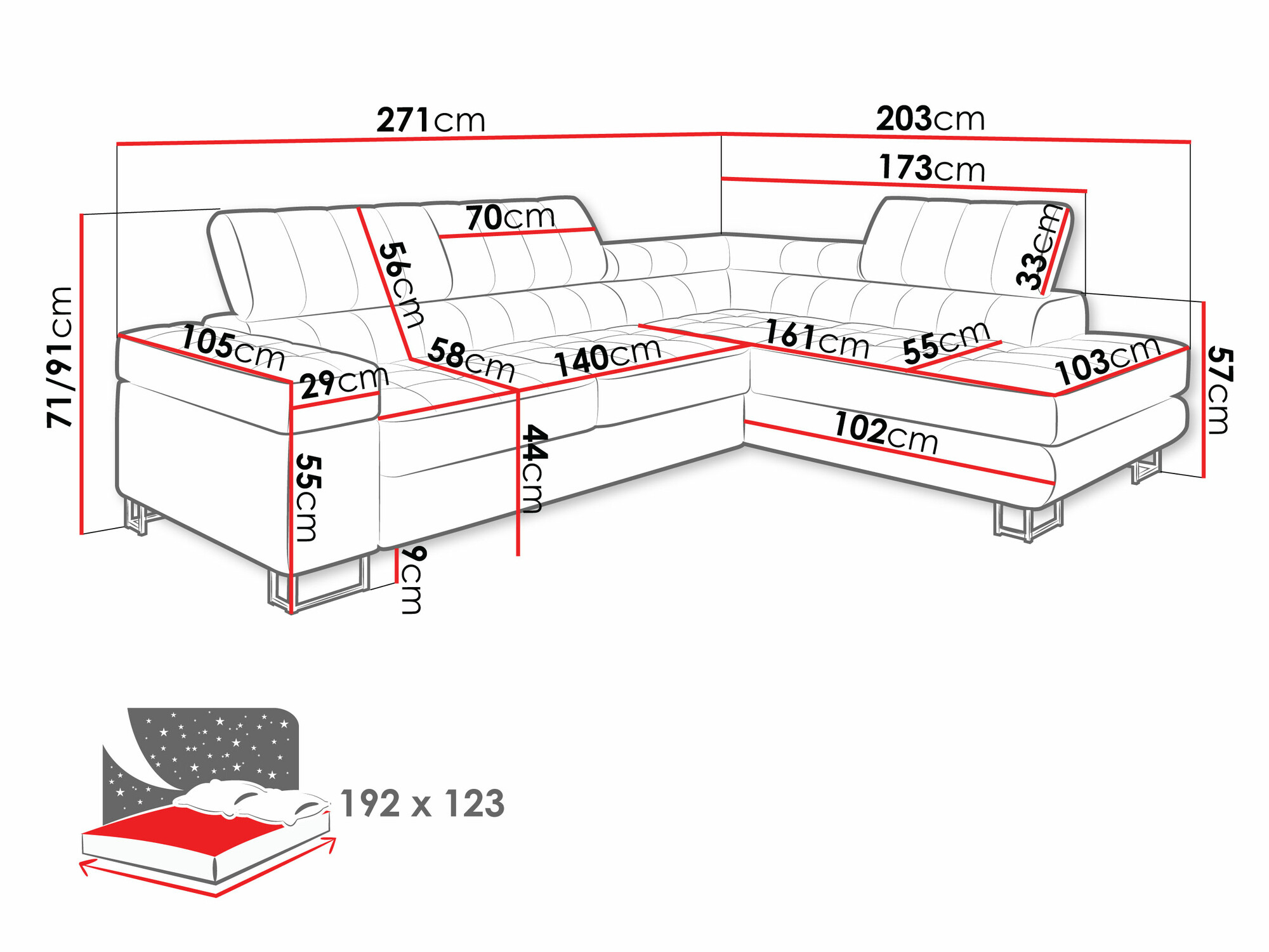Minkštas kampas Comfivo Anima (Fresh 13)
