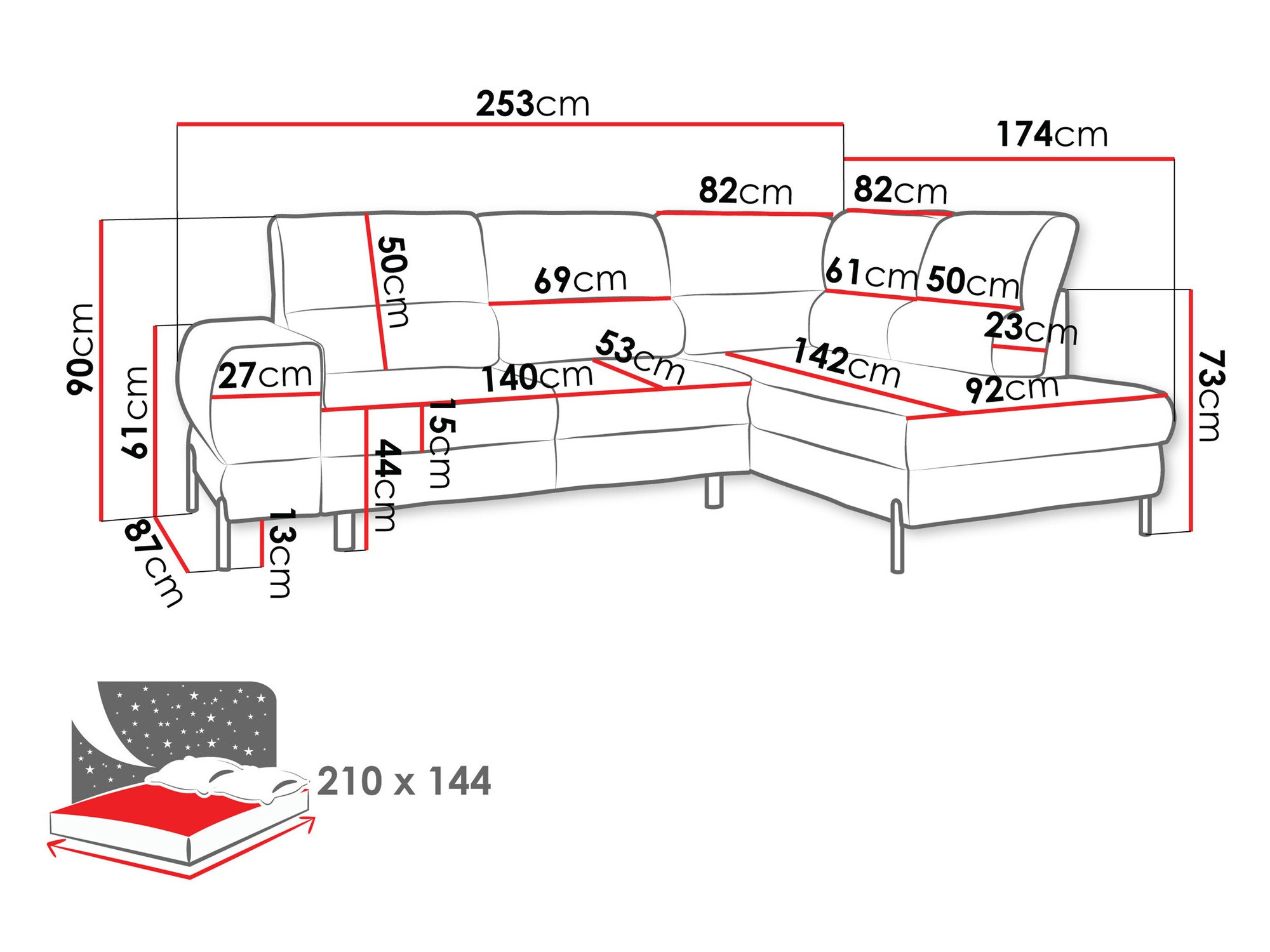 Minkštas kampas Sanford 105 (Velo 633)