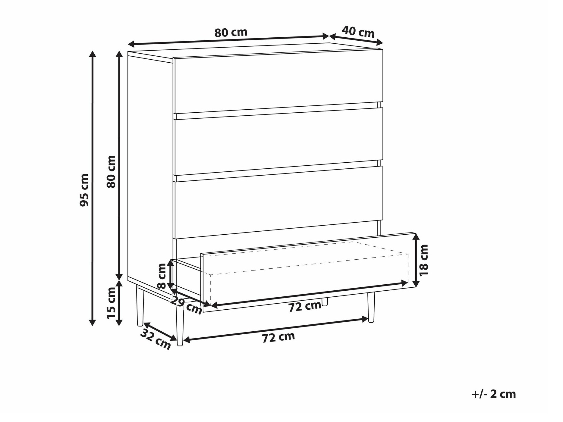 Komoda Floalu 102 (Juoda + Ruda)