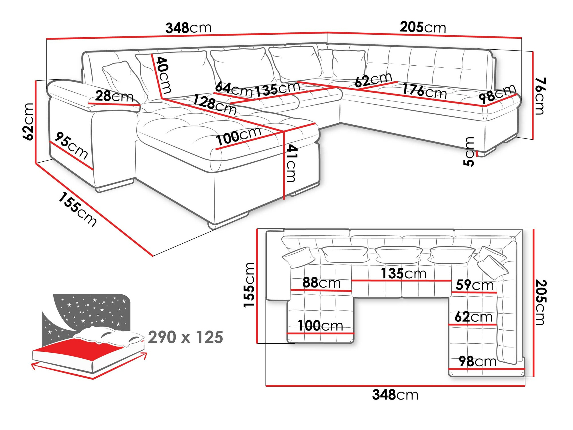 Minkštas kampas Comfivo 128 (Dešininis)