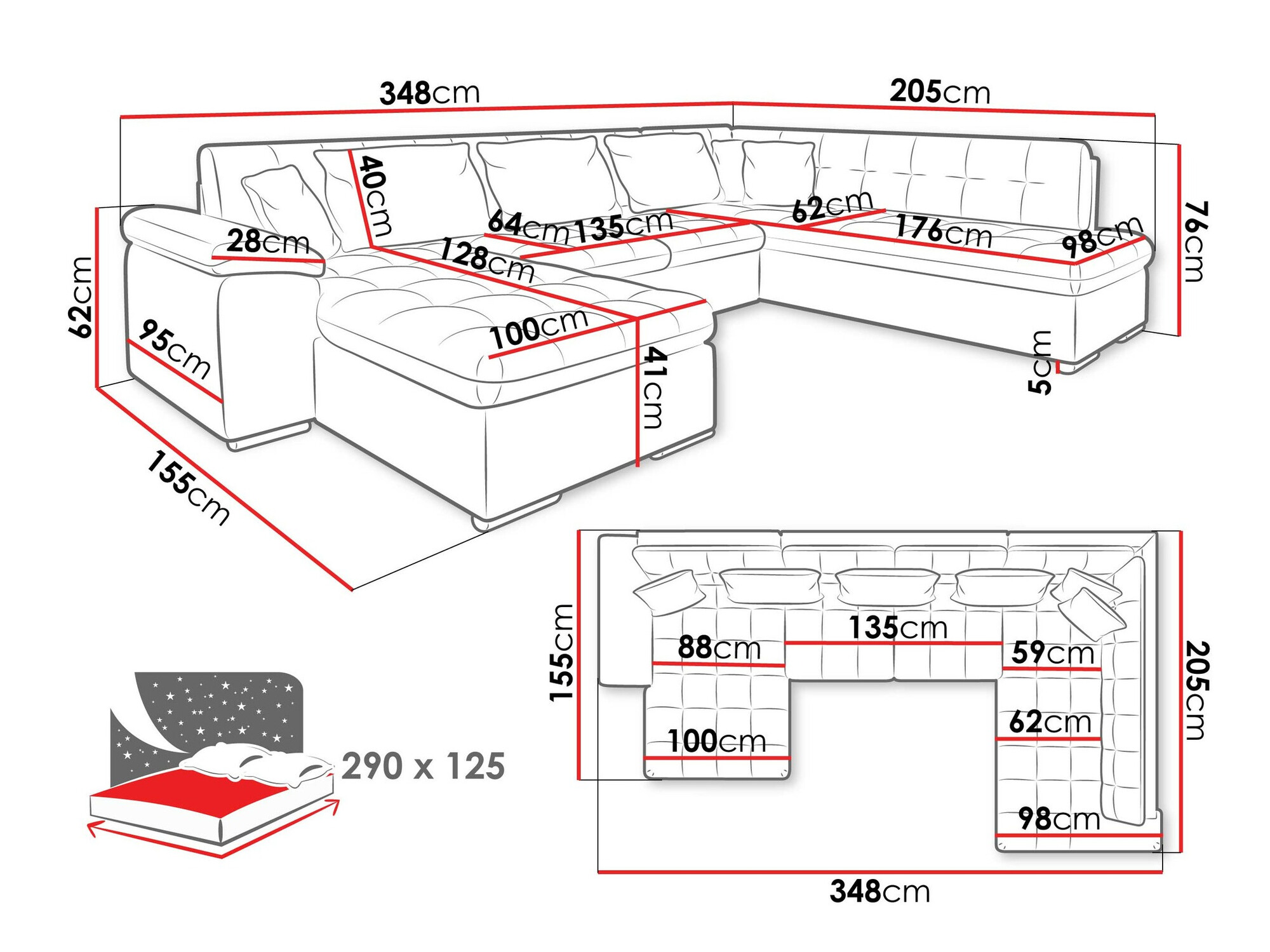 Minkštas kampas Comfivo 128 (Kairinis)