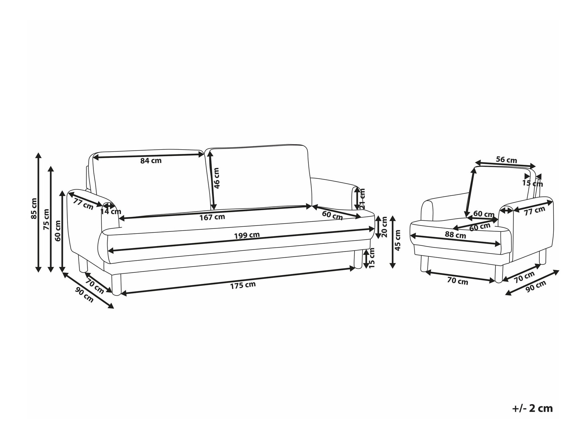 Minkštų baldų komplektas Berwyn 2588 (Balta)