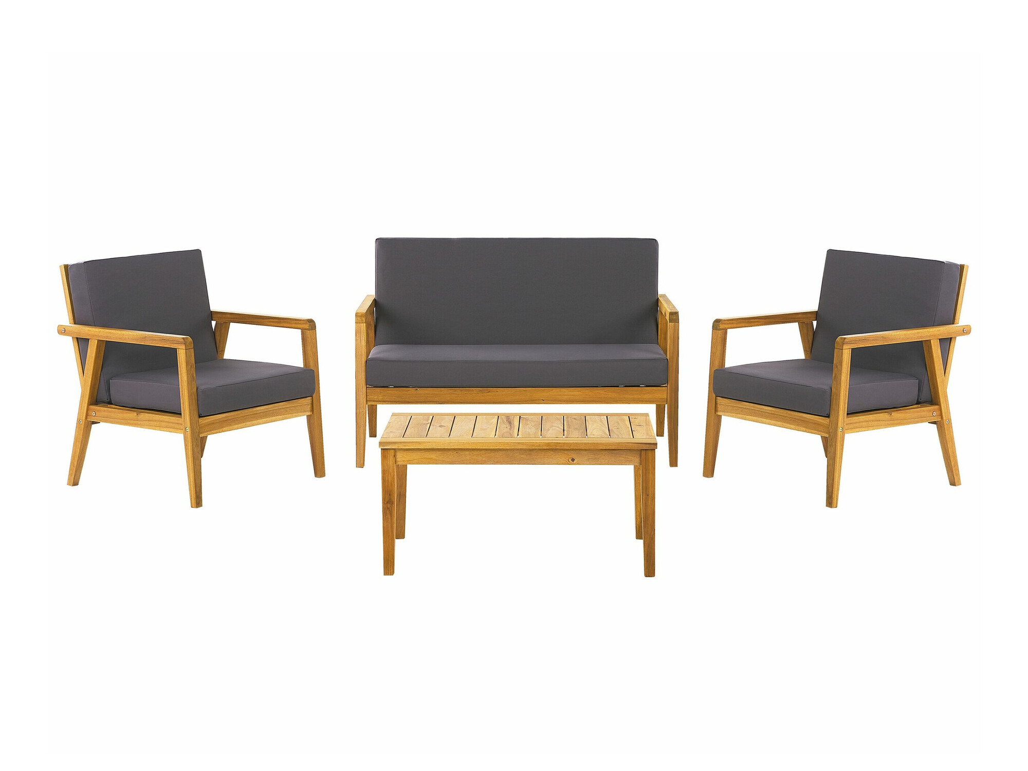 Lauko baldų komplektas Berwyn 2592 (Šviesus medis + Tamsi pilka)