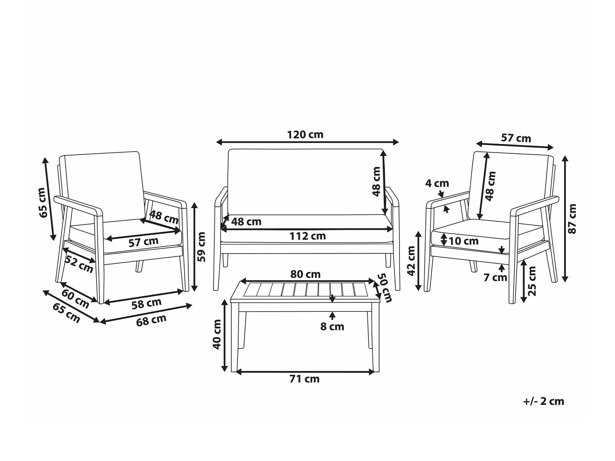 Lauko baldų komplektas Berwyn 2592 (Šviesus medis + Tamsi pilka)