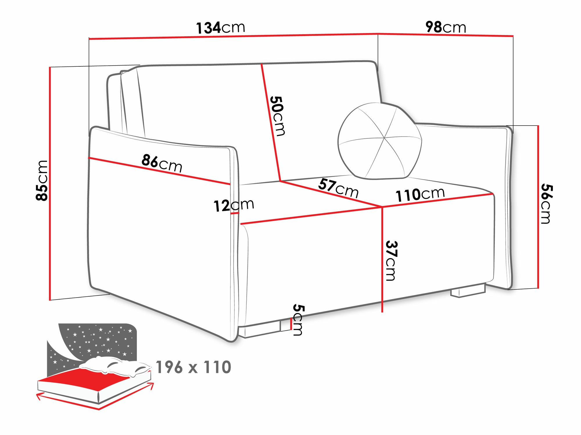 Sofa lova Columbus 221 (Soul 18)