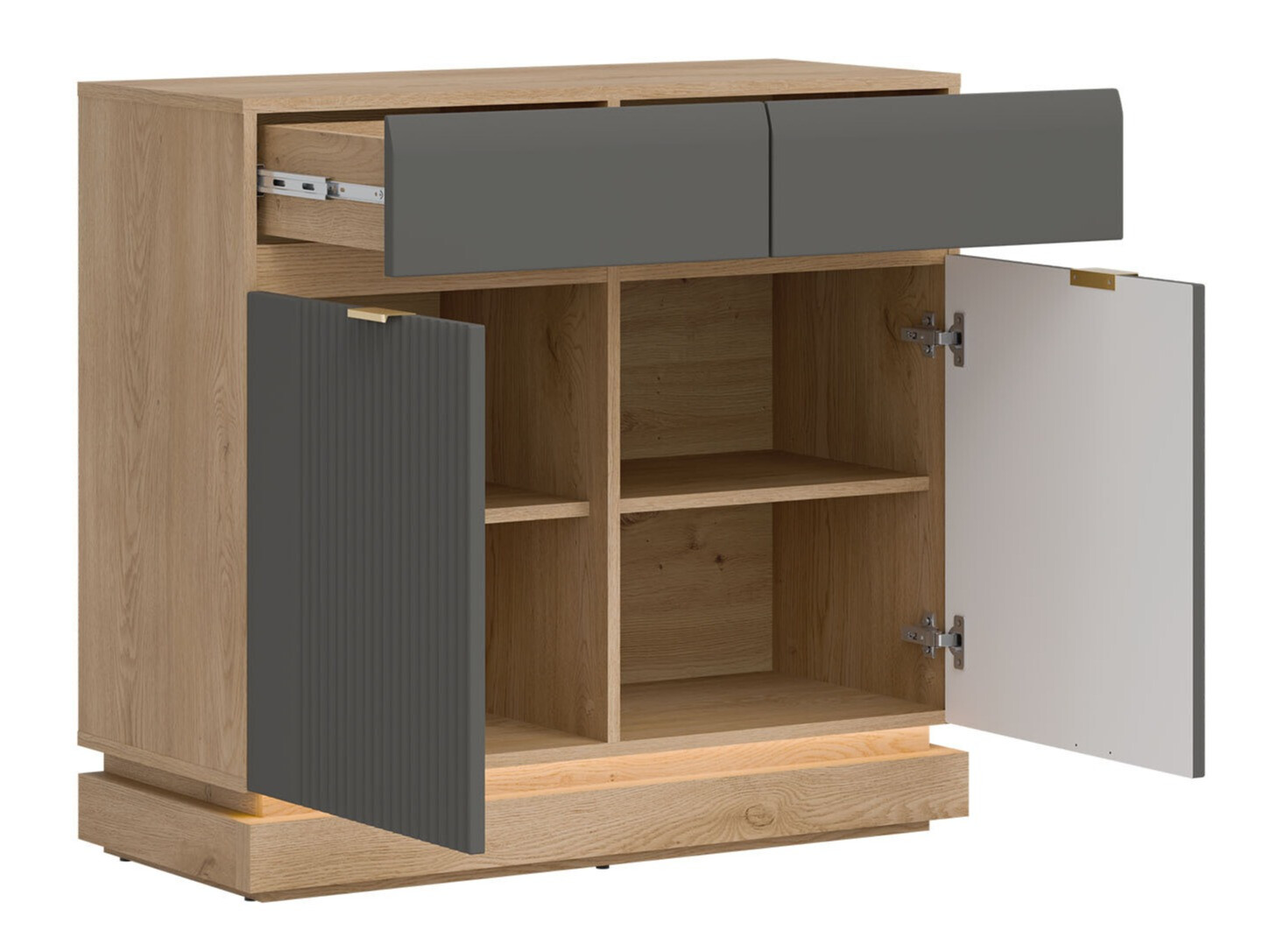 Komoda Teselbu 102 (Pilka + Ąžuolas)